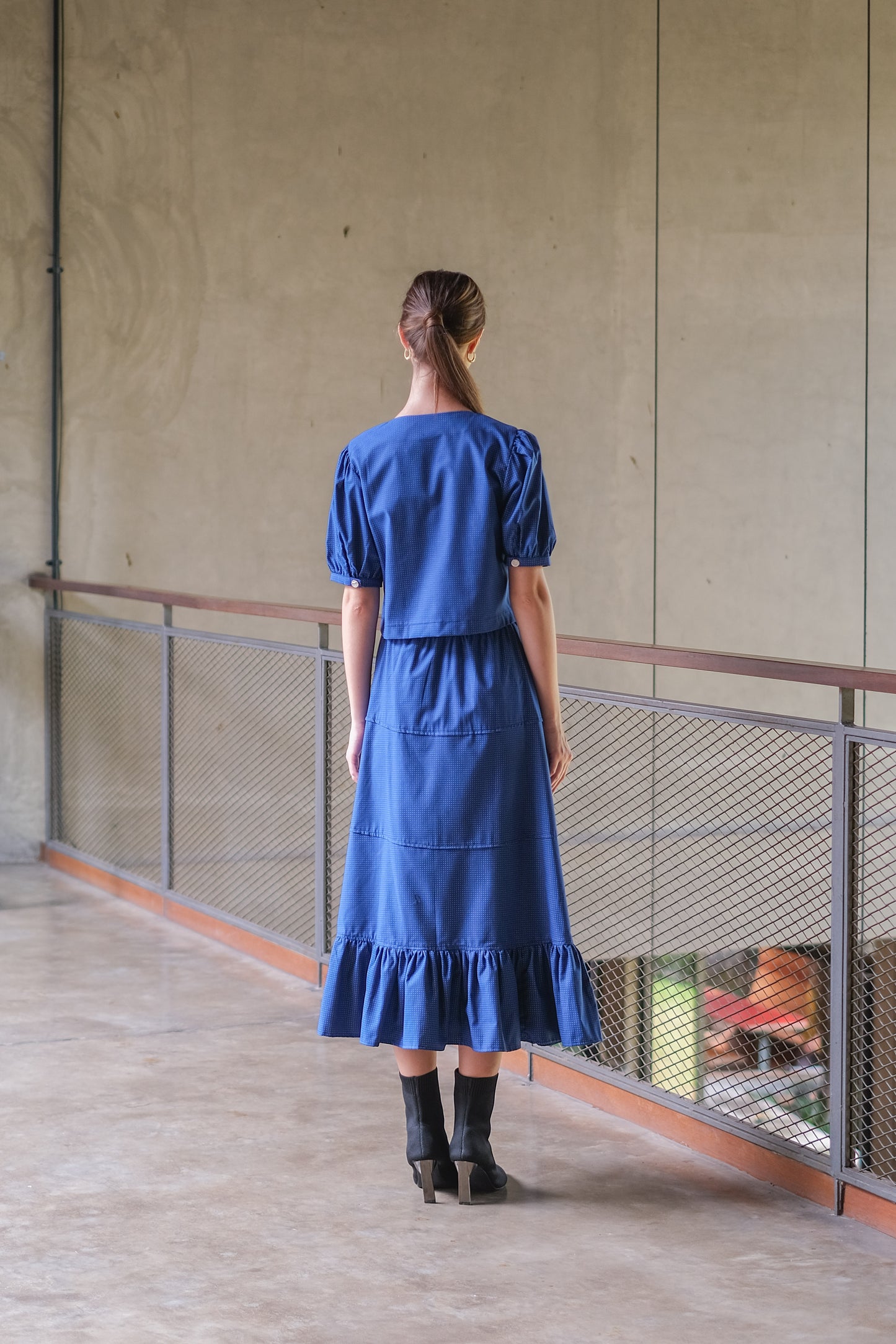 CARLA - KELAN LONG SKIRT/ ROK MOTIF REMPEL SUSUN BAHAN KATUN