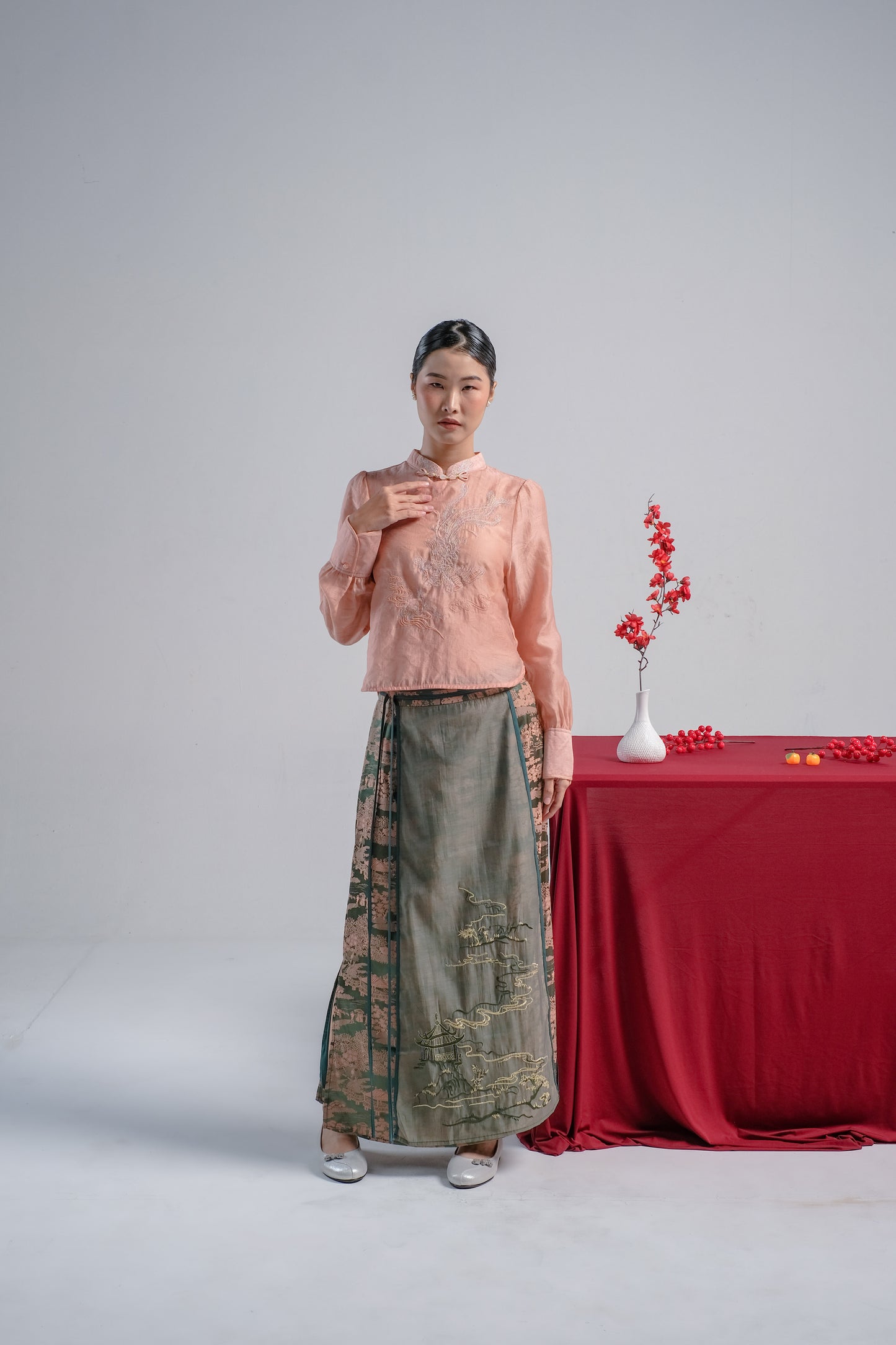 LETA EMBROIDERY BLOUSE - CHEONGSAM BLOUSE SILK