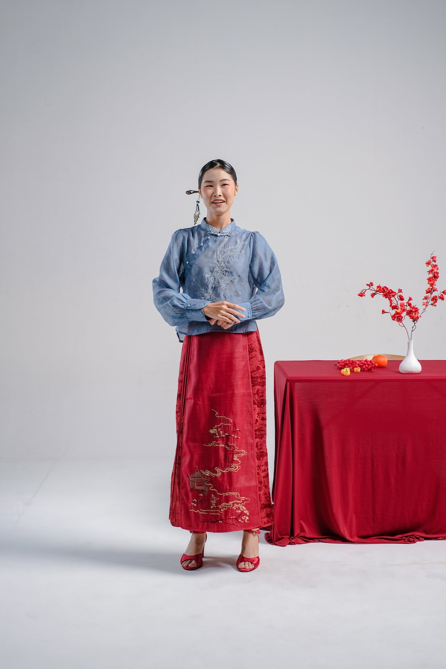 LETA EMBROIDERY BLOUSE - CHEONGSAM BLOUSE SILK