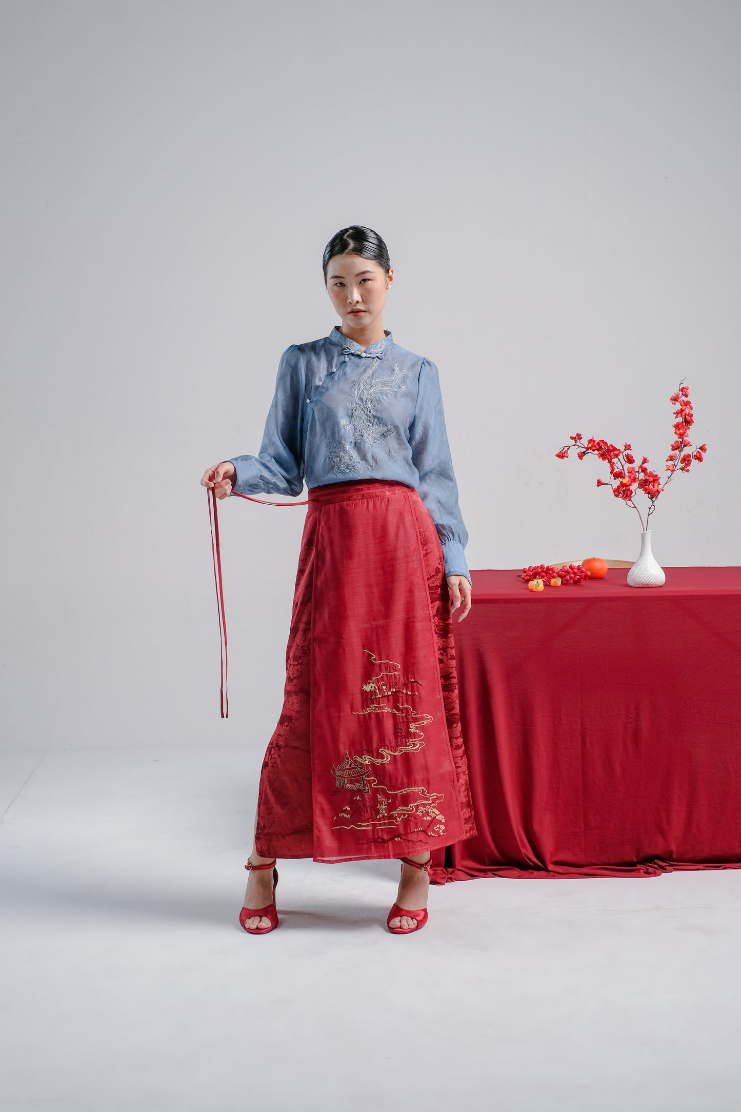 LETA EMBROIDERY BLOUSE - CHEONGSAM BLOUSE SILK