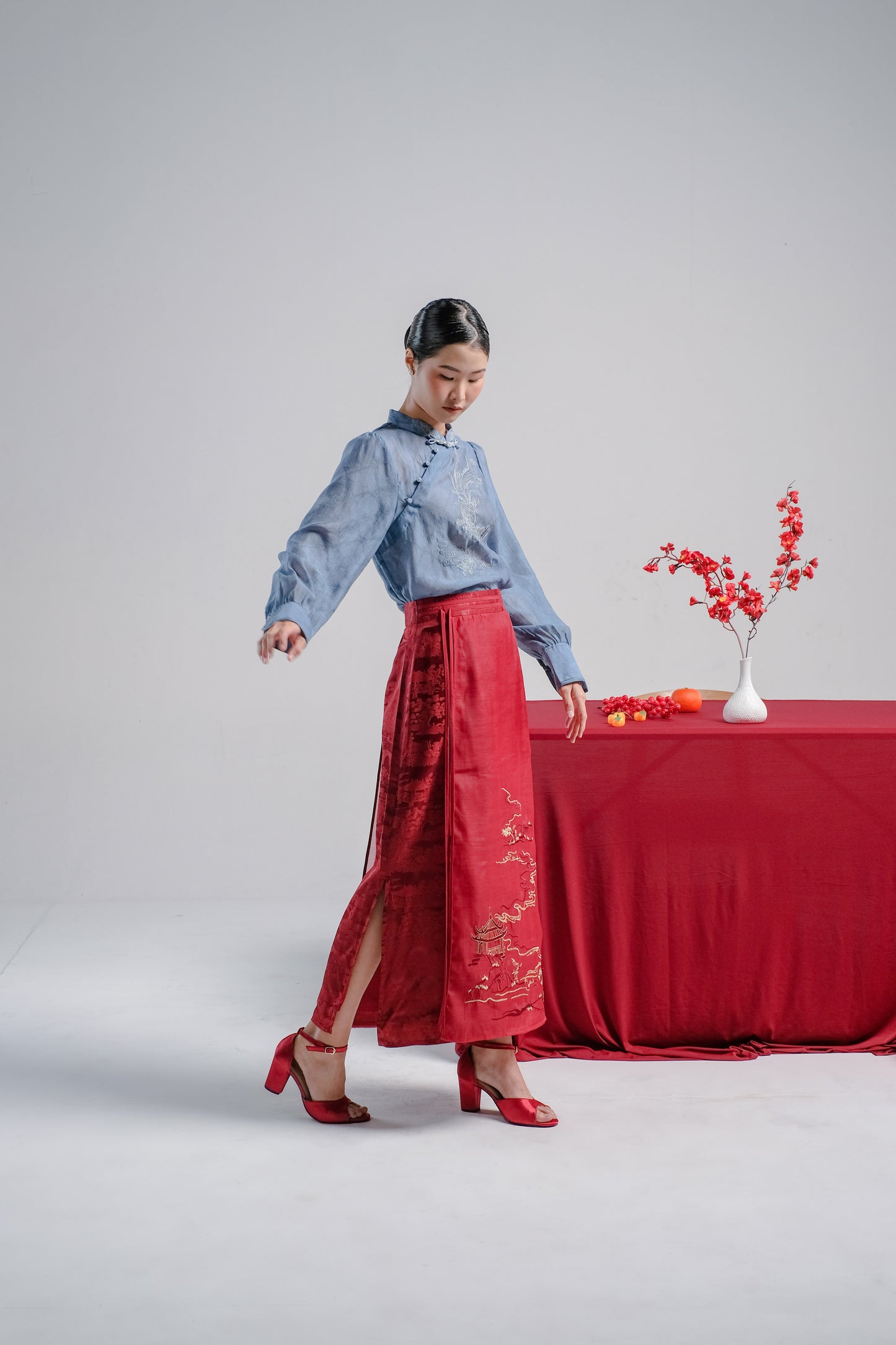 LETA EMBROIDERY BLOUSE - CHEONGSAM BLOUSE SILK