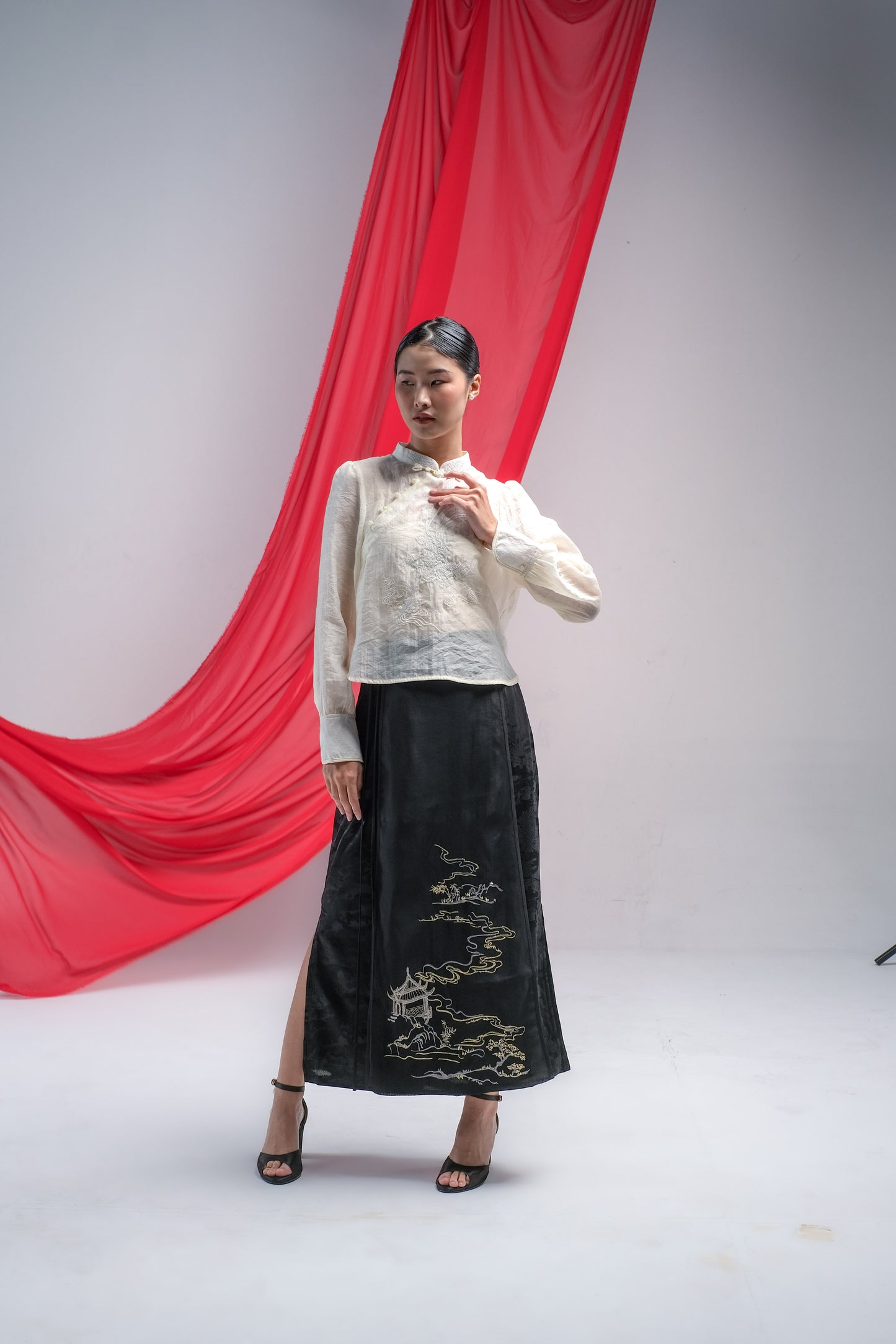 LETA EMBROIDERY BLOUSE - CHEONGSAM BLOUSE SILK