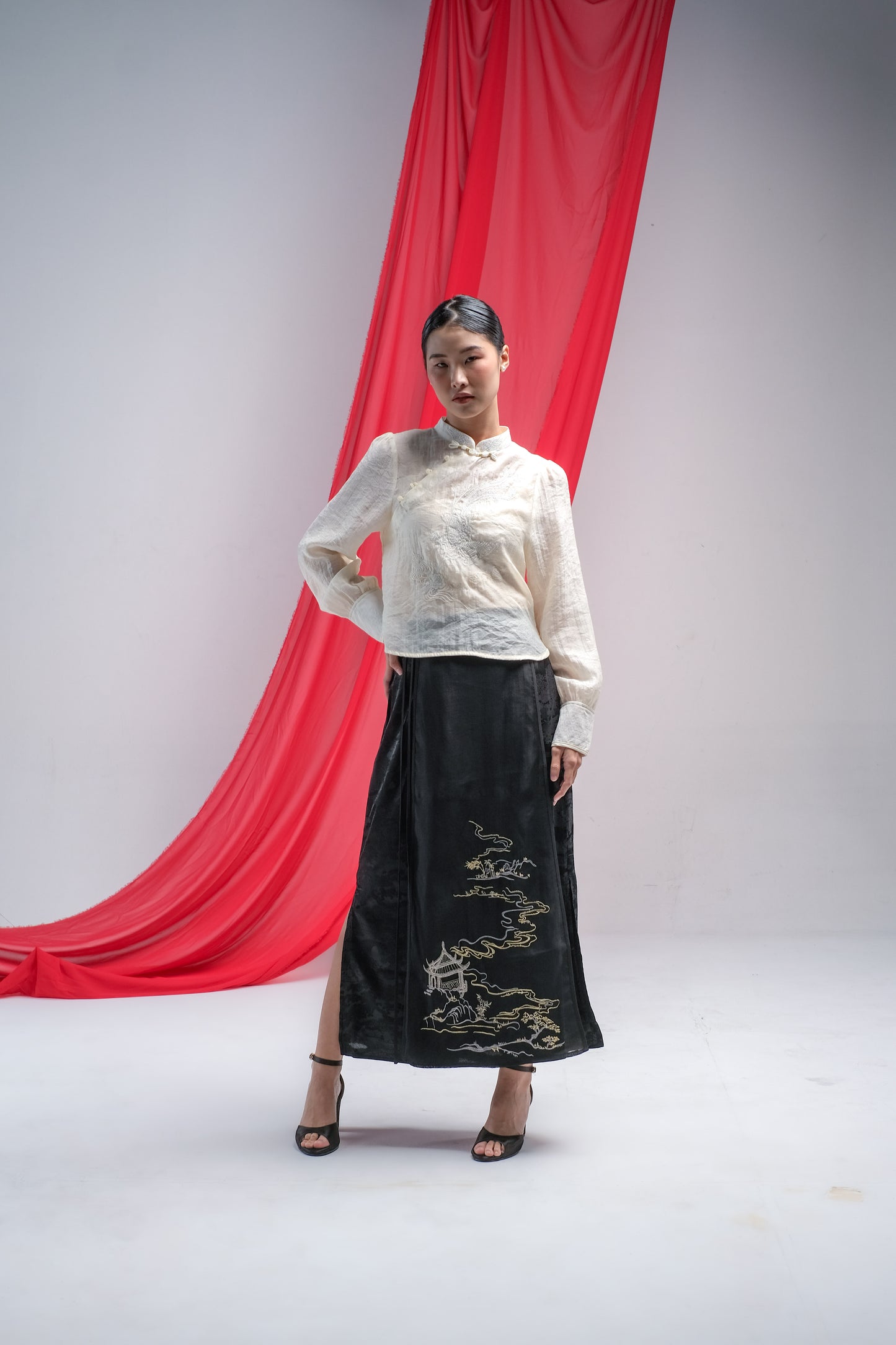 LETA EMBROIDERY BLOUSE - CHEONGSAM BLOUSE SILK