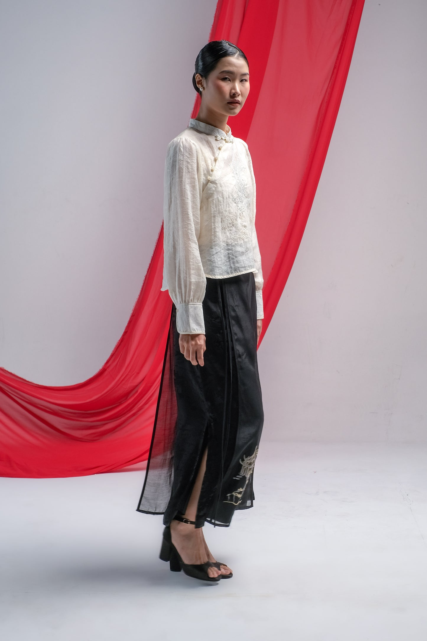 LETA EMBROIDERY BLOUSE - CHEONGSAM BLOUSE SILK
