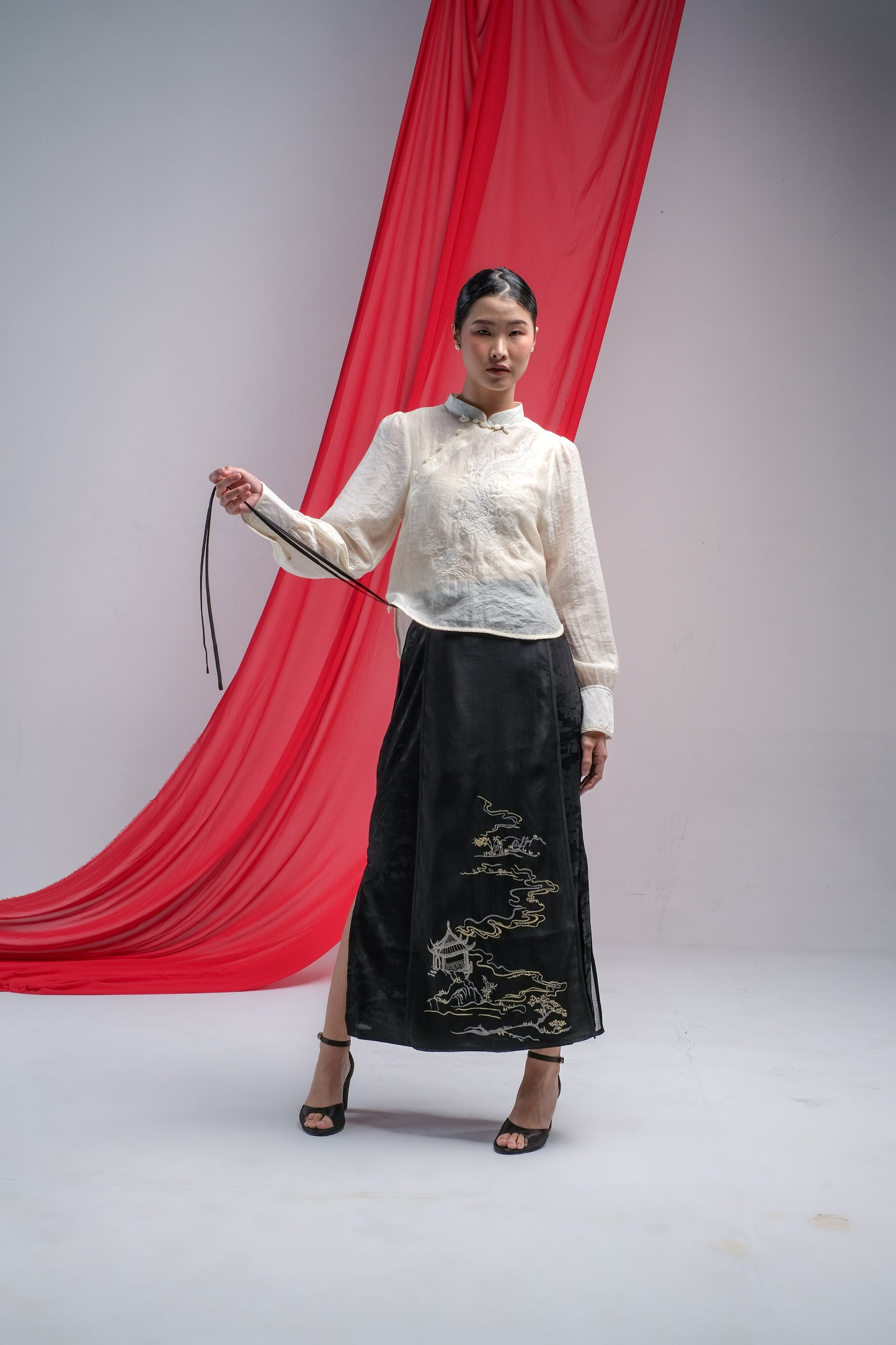 LETA EMBROIDERY BLOUSE - CHEONGSAM BLOUSE SILK