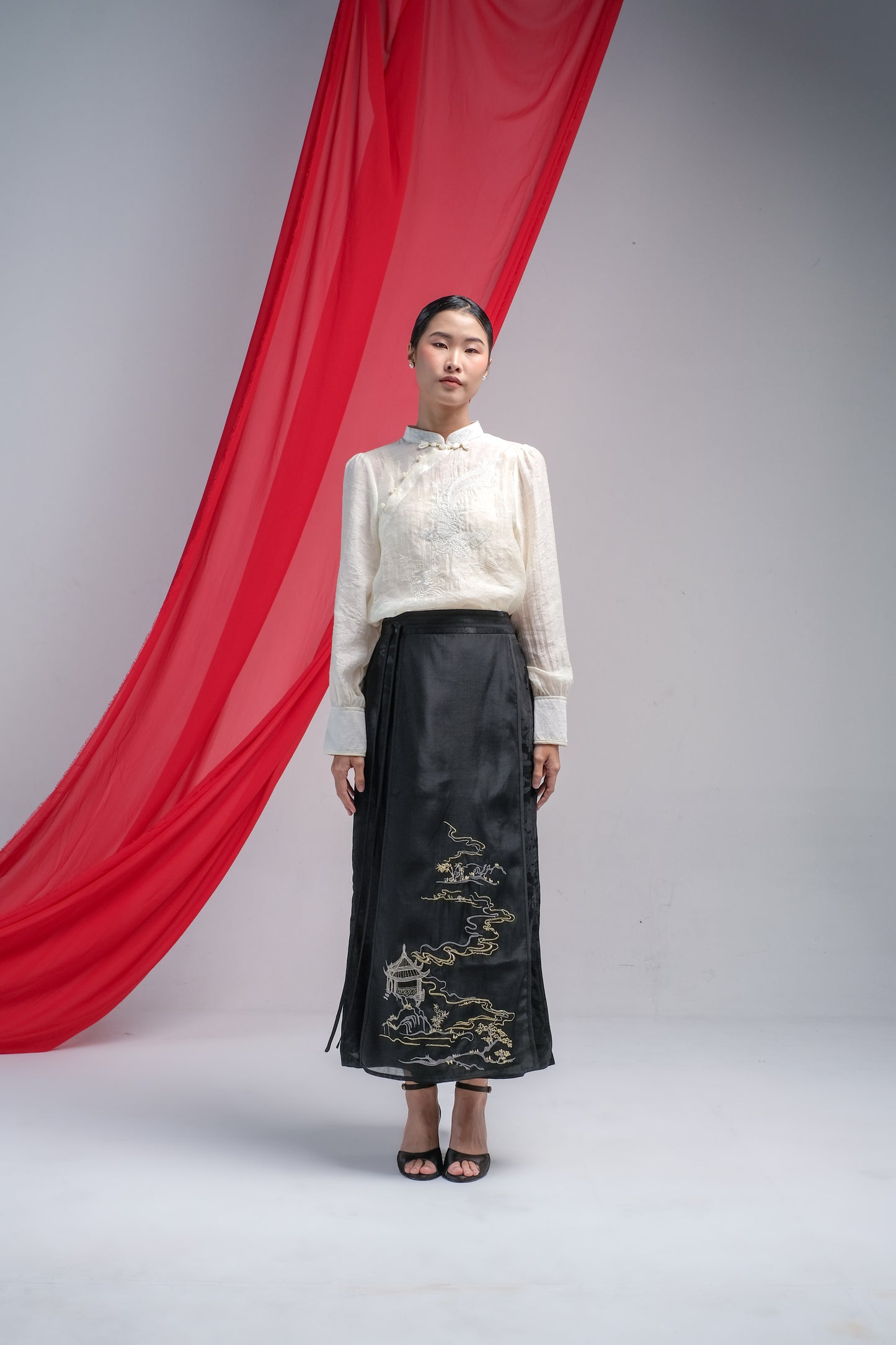 LETA EMBROIDERY BLOUSE - CHEONGSAM BLOUSE SILK