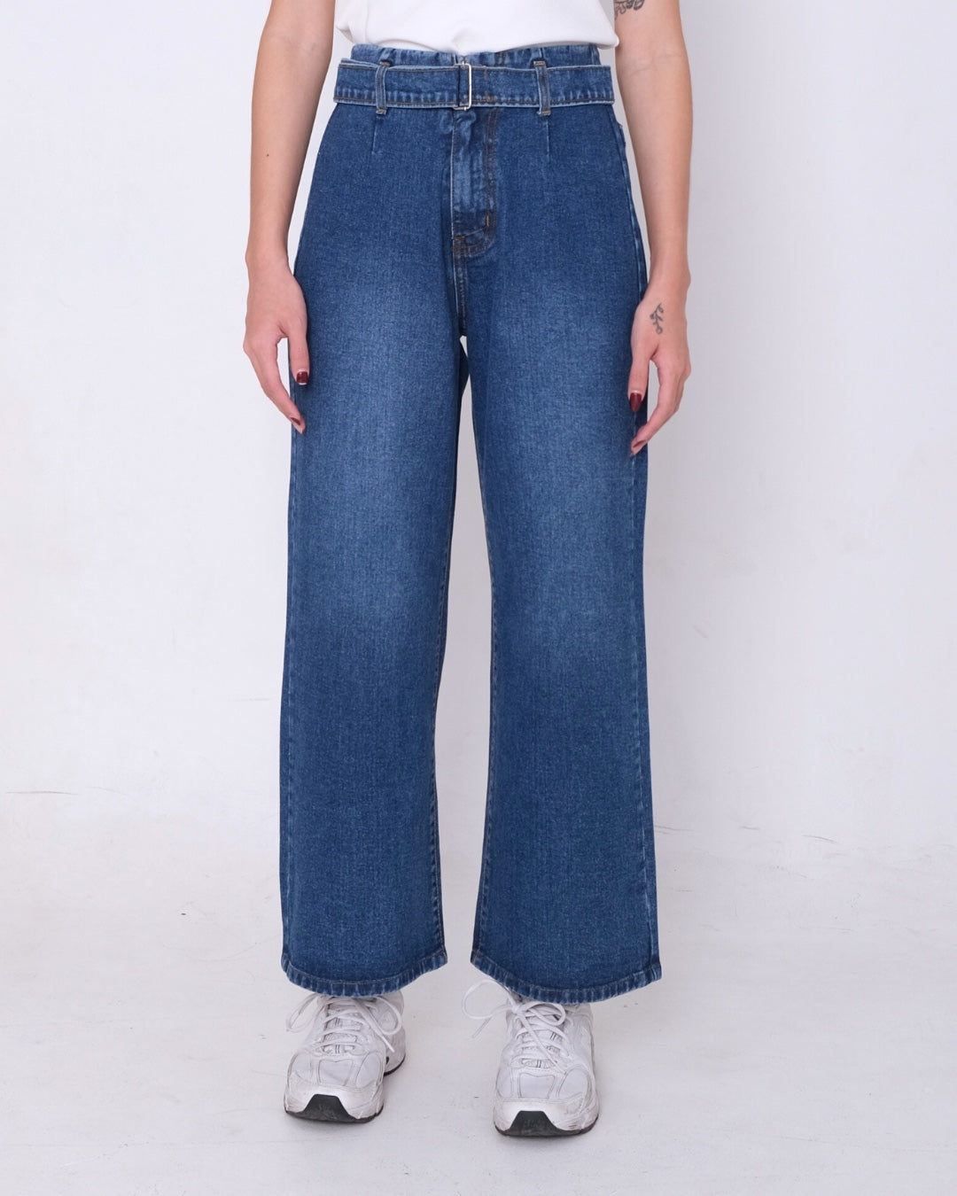CARLA - GISELE PANT WITH BELT DENIM/ CELANA FLARE DENIM