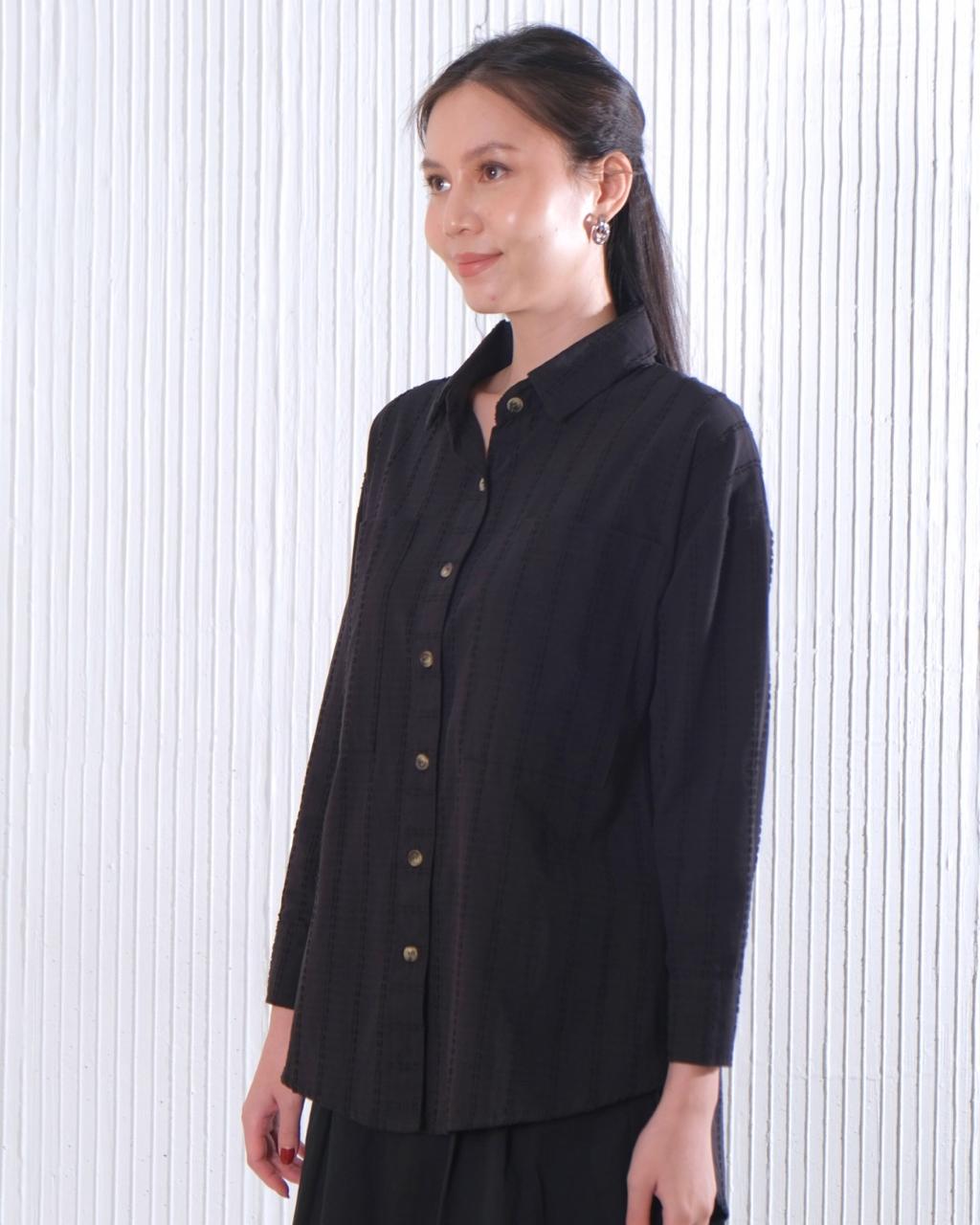 CARLA - ILONA LONG SLEEVE COTTON BLOUSE / KEMEJA TANGAN PANJANG BAHAN KATUN TEKSTUR