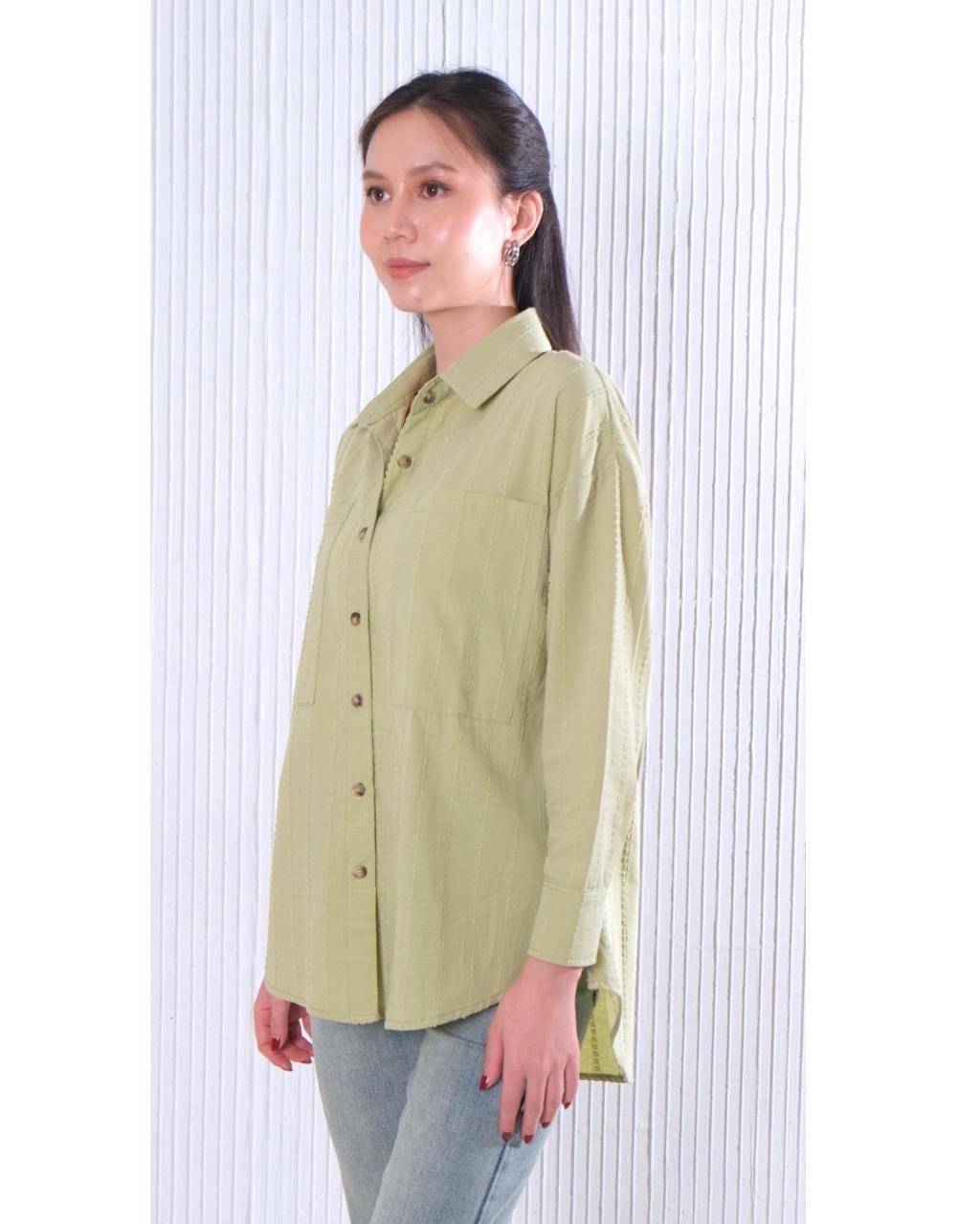 CARLA - ILONA LONG SLEEVE COTTON BLOUSE / KEMEJA TANGAN PANJANG BAHAN KATUN TEKSTUR