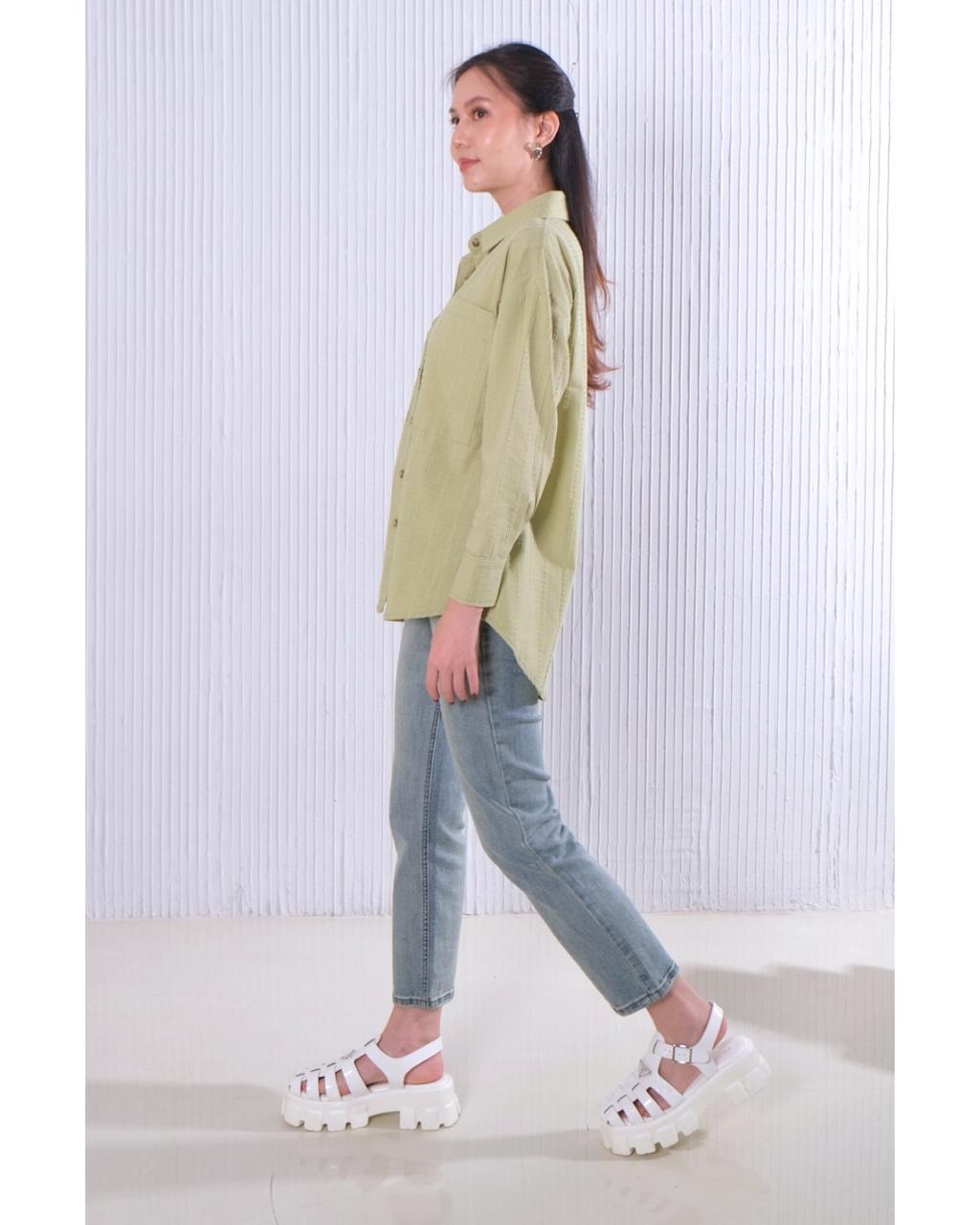 CARLA - ILONA LONG SLEEVE COTTON BLOUSE / KEMEJA TANGAN PANJANG BAHAN KATUN TEKSTUR