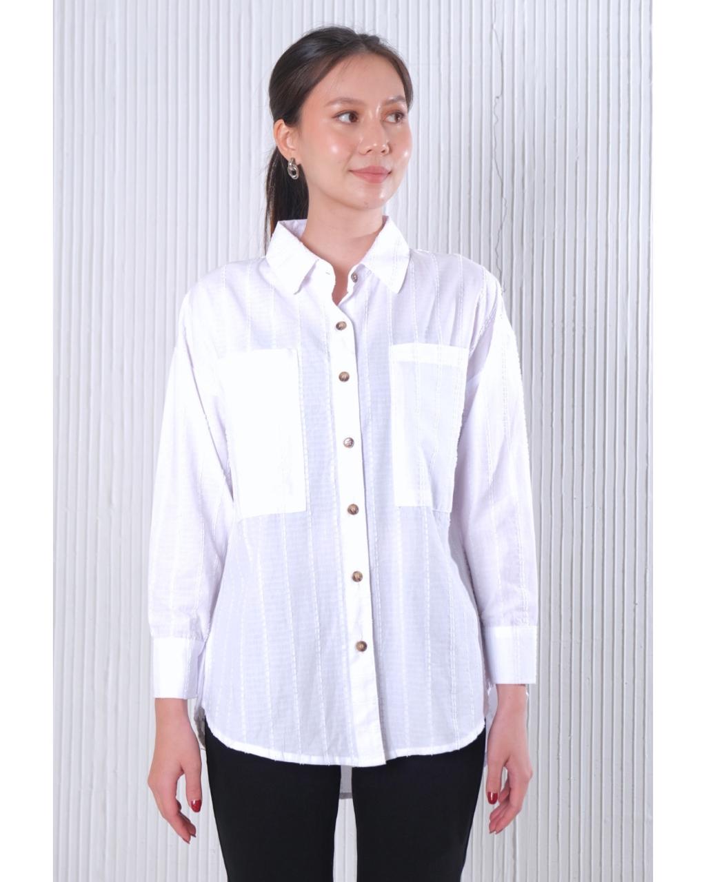 CARLA - ILONA LONG SLEEVE COTTON BLOUSE / KEMEJA TANGAN PANJANG BAHAN KATUN TEKSTUR