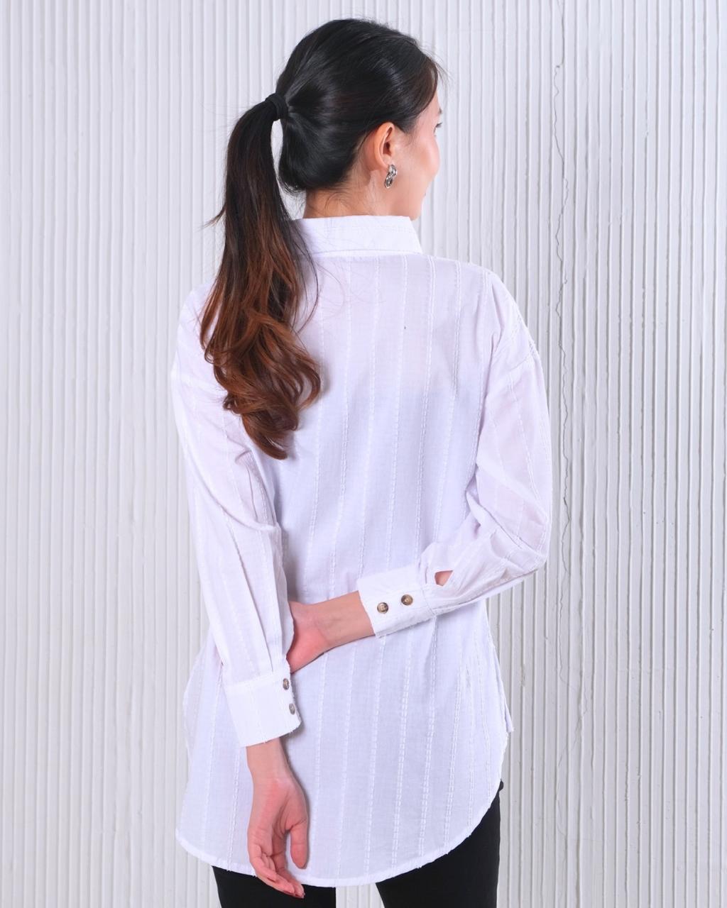 CARLA - ILONA LONG SLEEVE COTTON BLOUSE / KEMEJA TANGAN PANJANG BAHAN KATUN TEKSTUR