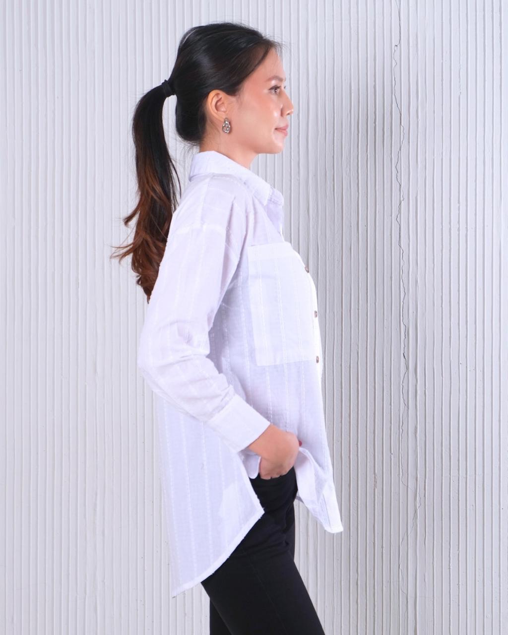 CARLA - ILONA LONG SLEEVE COTTON BLOUSE / KEMEJA TANGAN PANJANG BAHAN KATUN TEKSTUR