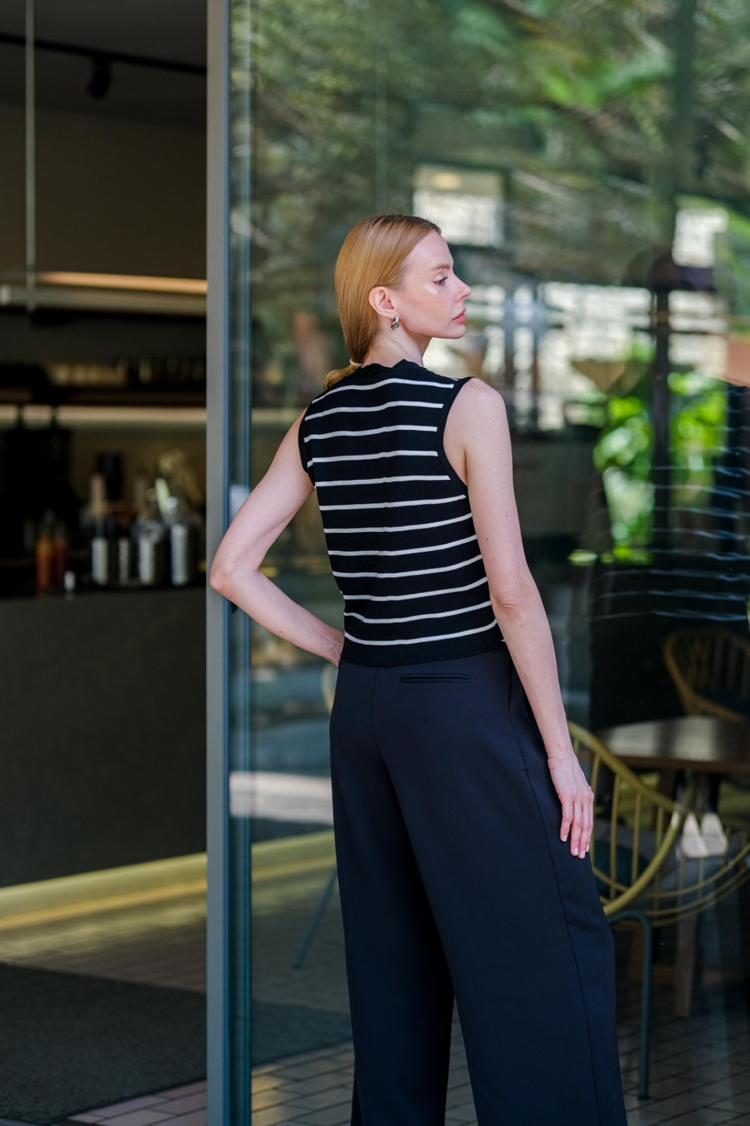 CARLA - INITA KNIT VEST OR BLOUSE/ ATASAN RAJUT KANCING MOTIF SALUR
