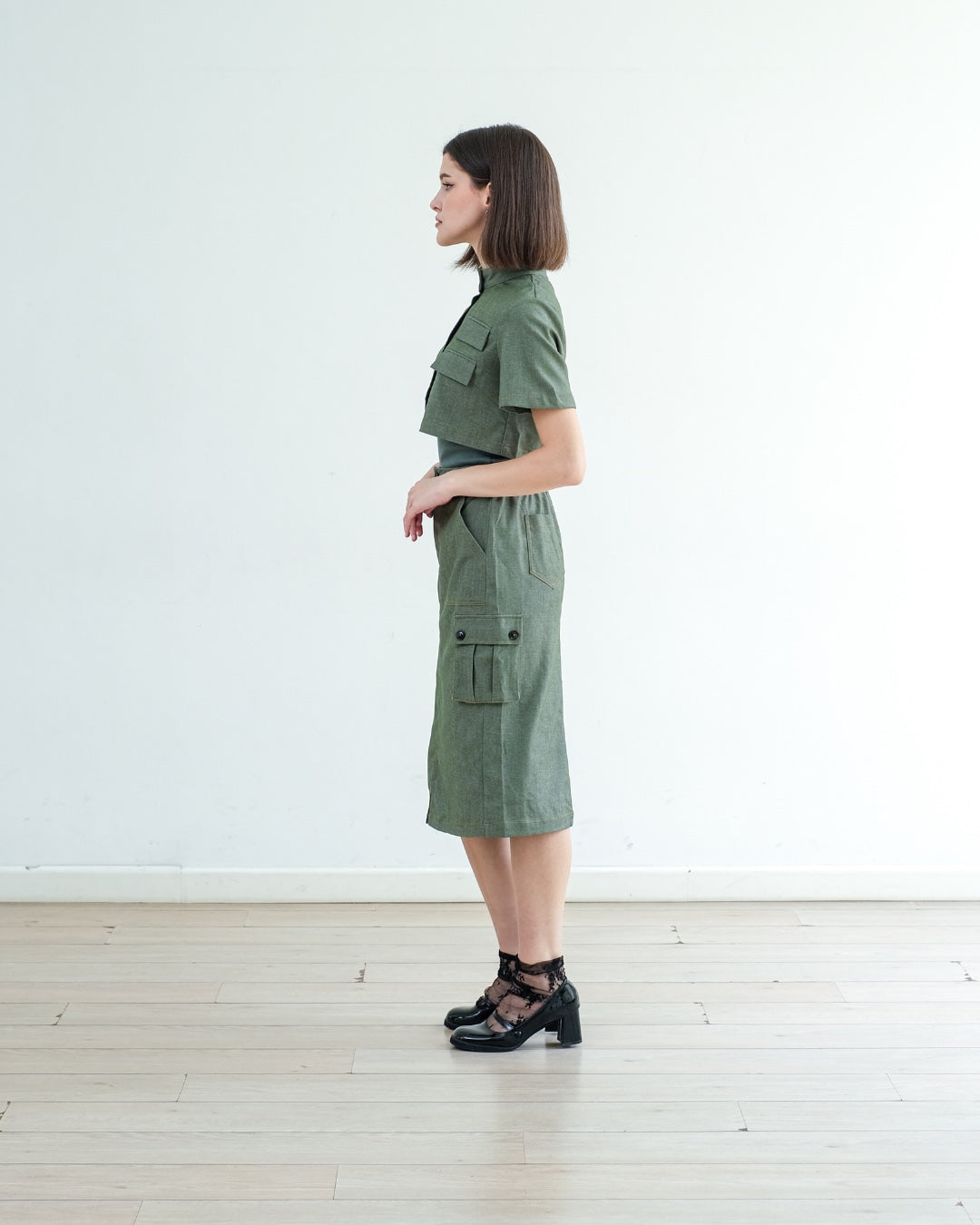 CARLA - JULIETE SKIRT/ ROK MIDI WITH POCKET BAHAN KATUN SPANDEX