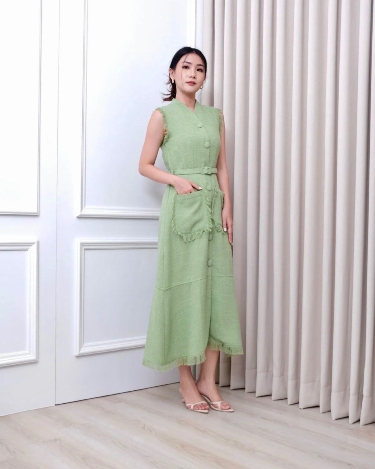 58056 LOUISA DRESS TWEED WITH BELT