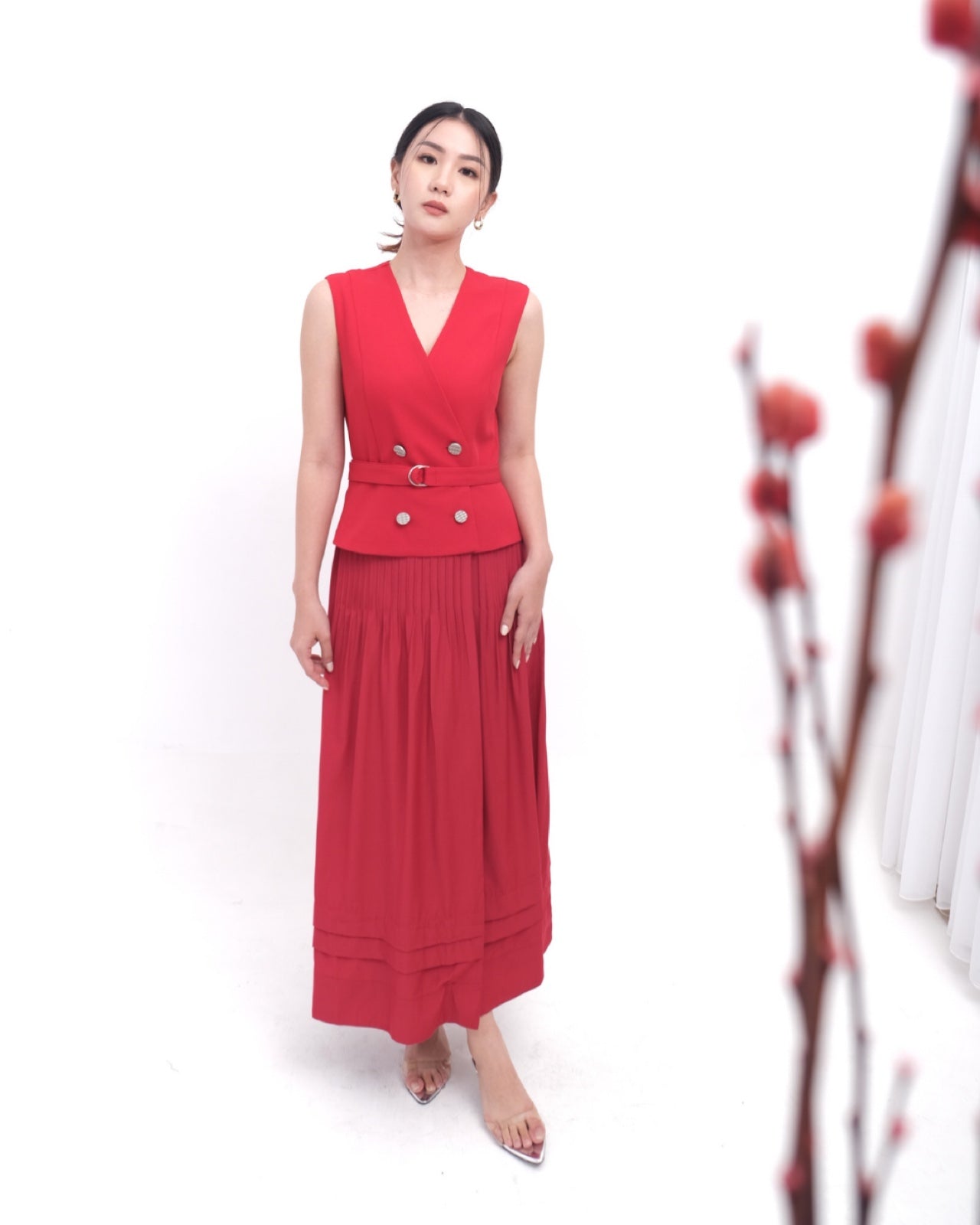 58051 LEYA DRESS RUFLLE WITH BELT