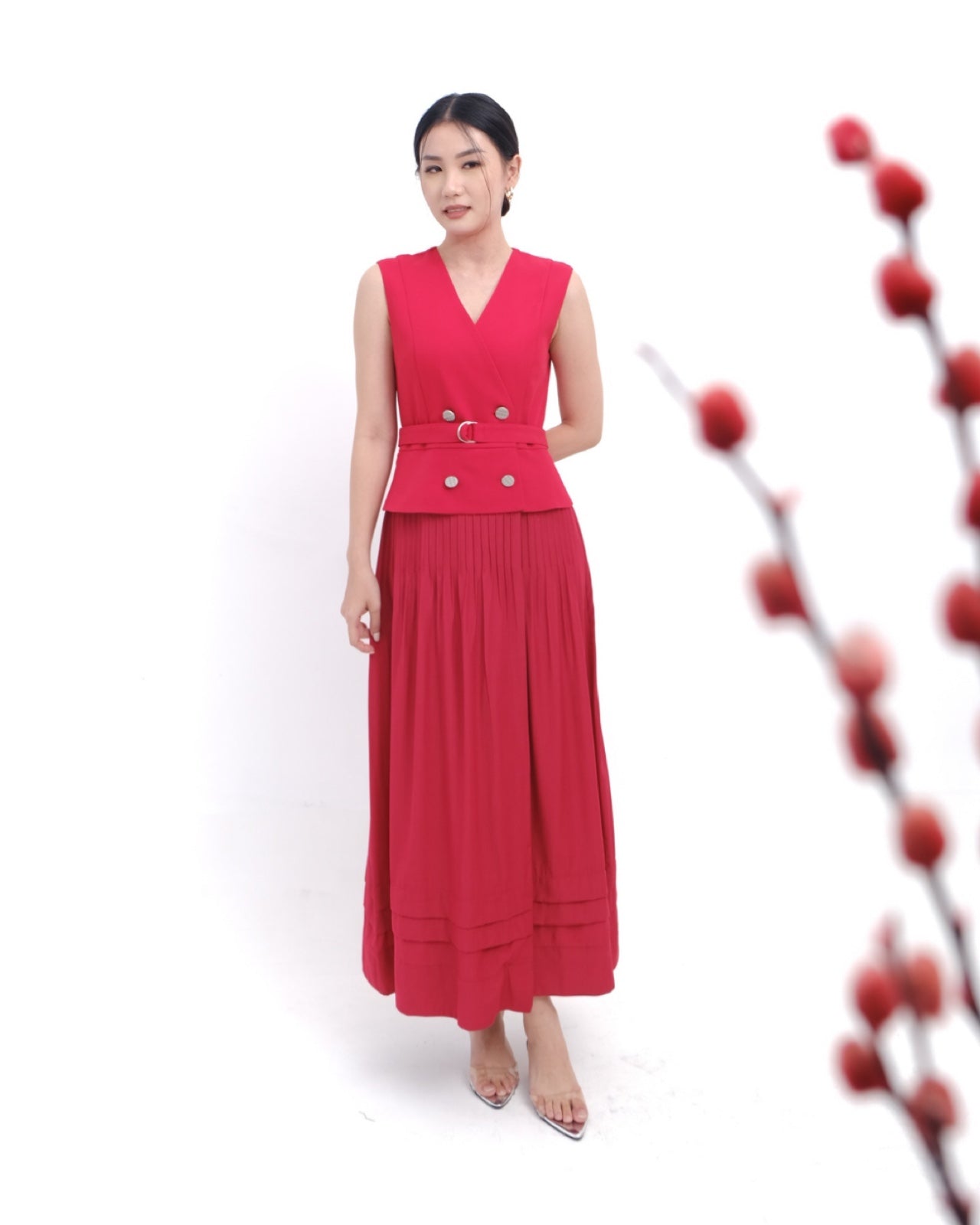 58051 LEYA DRESS RUFLLE WITH BELT