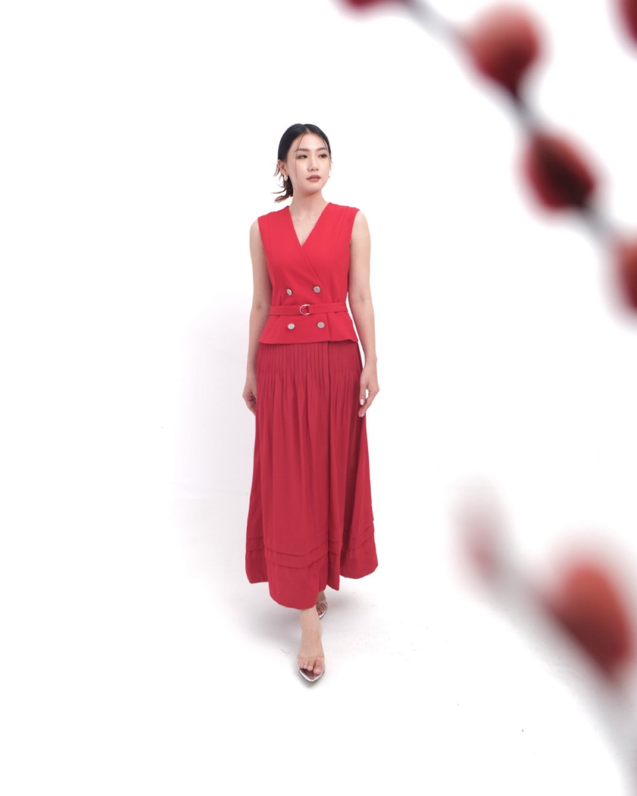 58051 LEYA DRESS RUFLLE WITH BELT