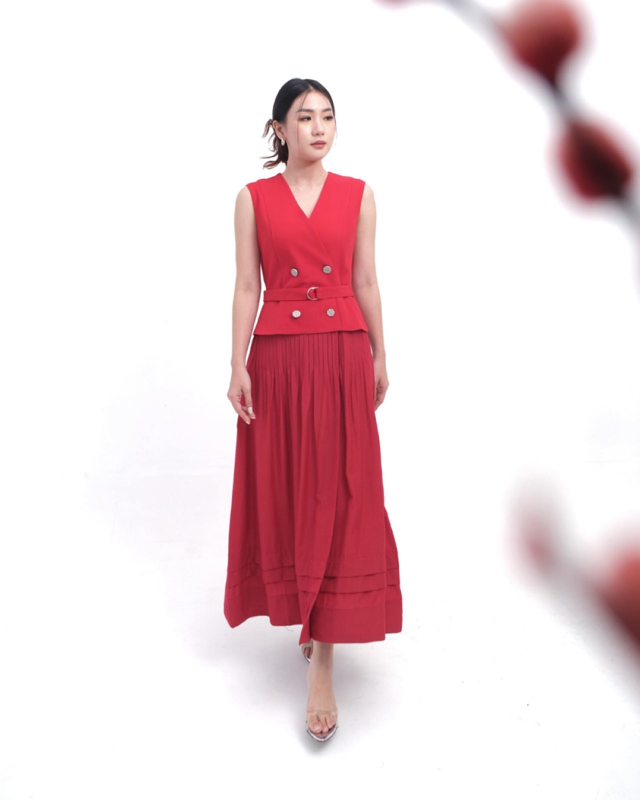 58051 LEYA DRESS RUFLLE WITH BELT