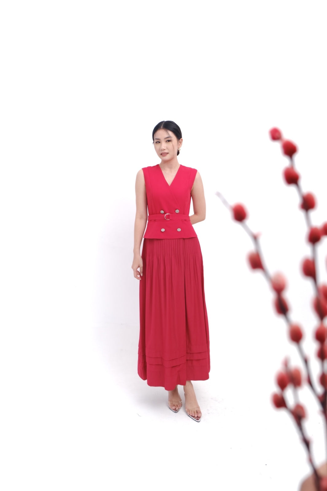 58051 LEYA DRESS RUFLLE WITH BELT