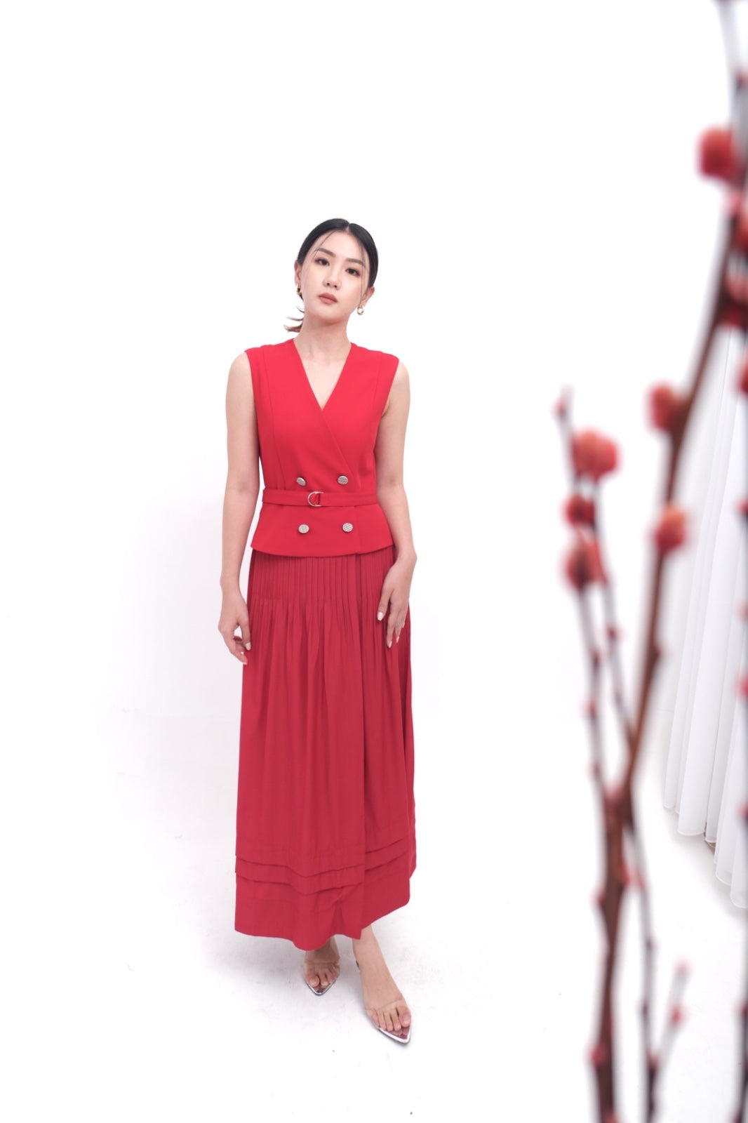 58051 LEYA DRESS RUFLLE WITH BELT