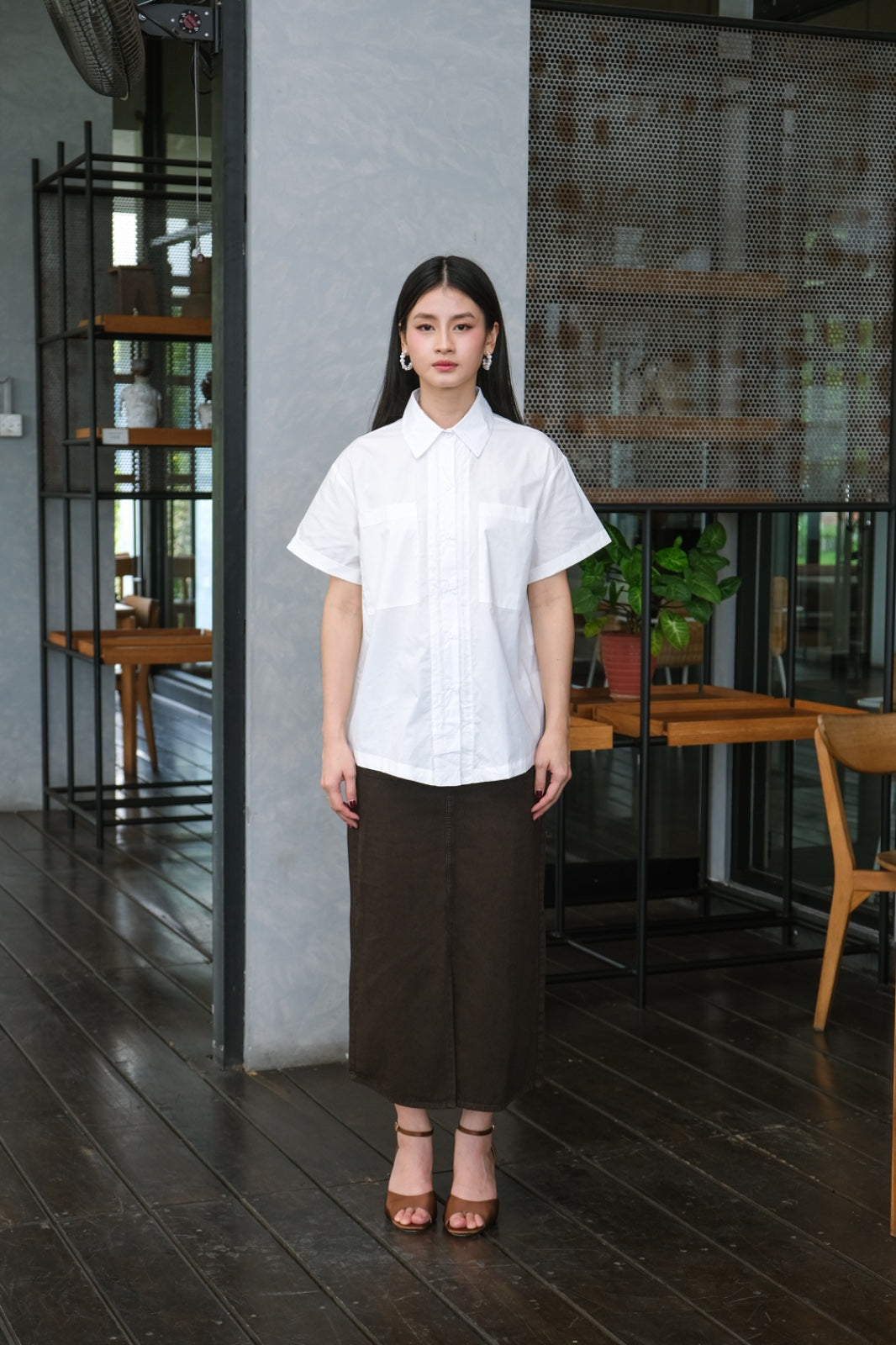 CARLA - BARBARA BROWN DENIM LONG SKIRT