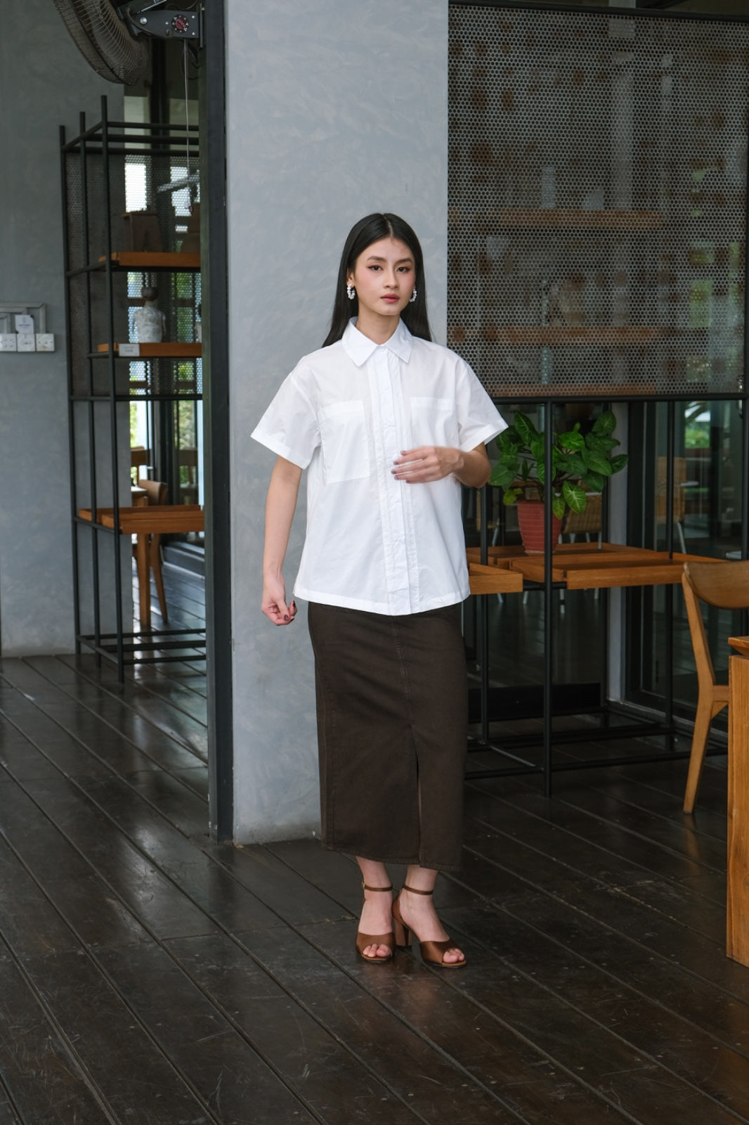 CARLA - BARBARA BROWN DENIM LONG SKIRT