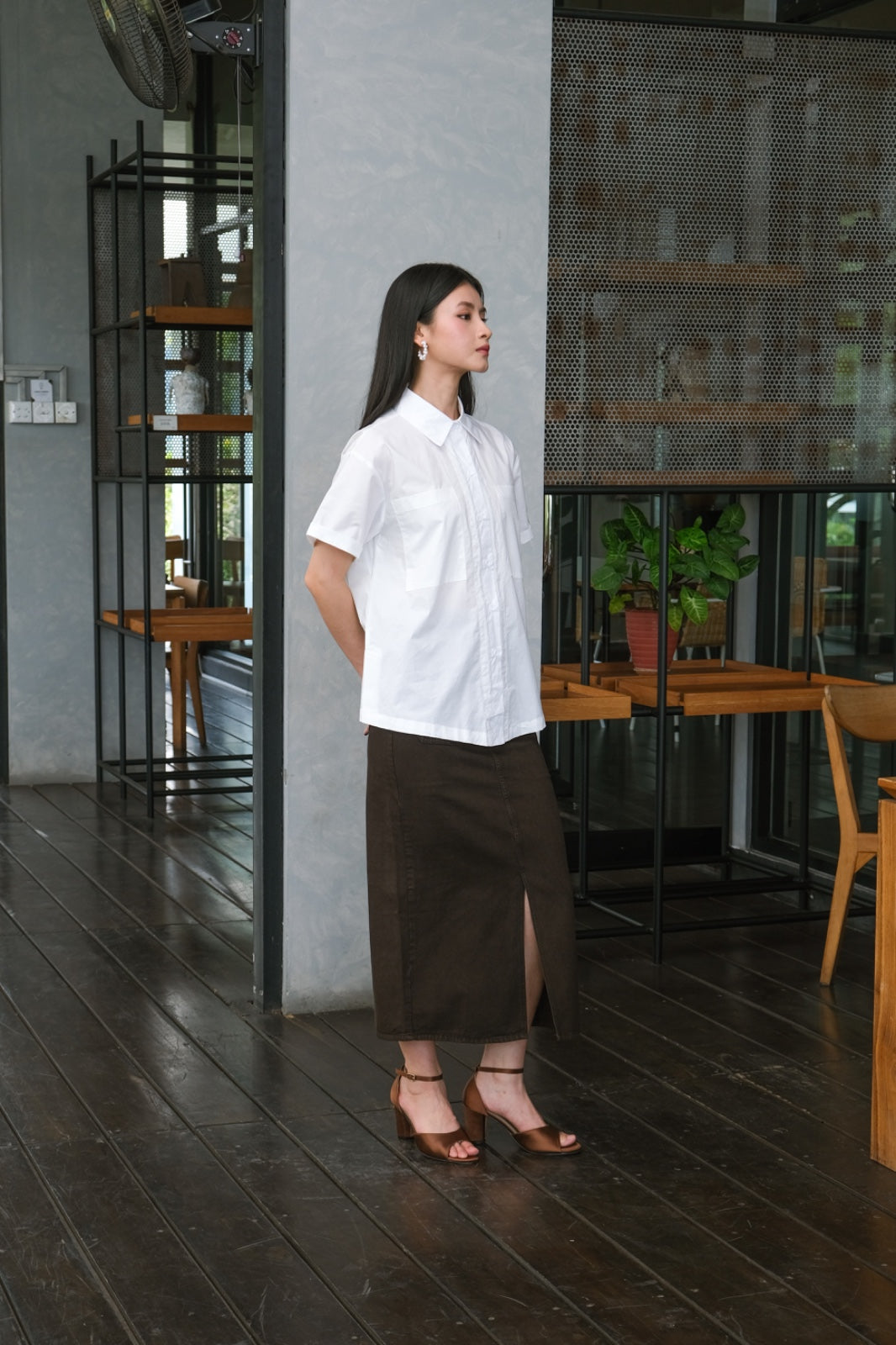 CARLA - BARBARA BROWN DENIM LONG SKIRT