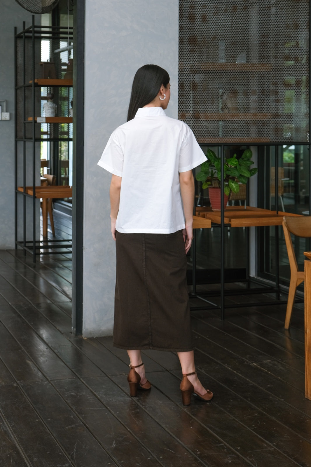 CARLA - BARBARA BROWN DENIM LONG SKIRT