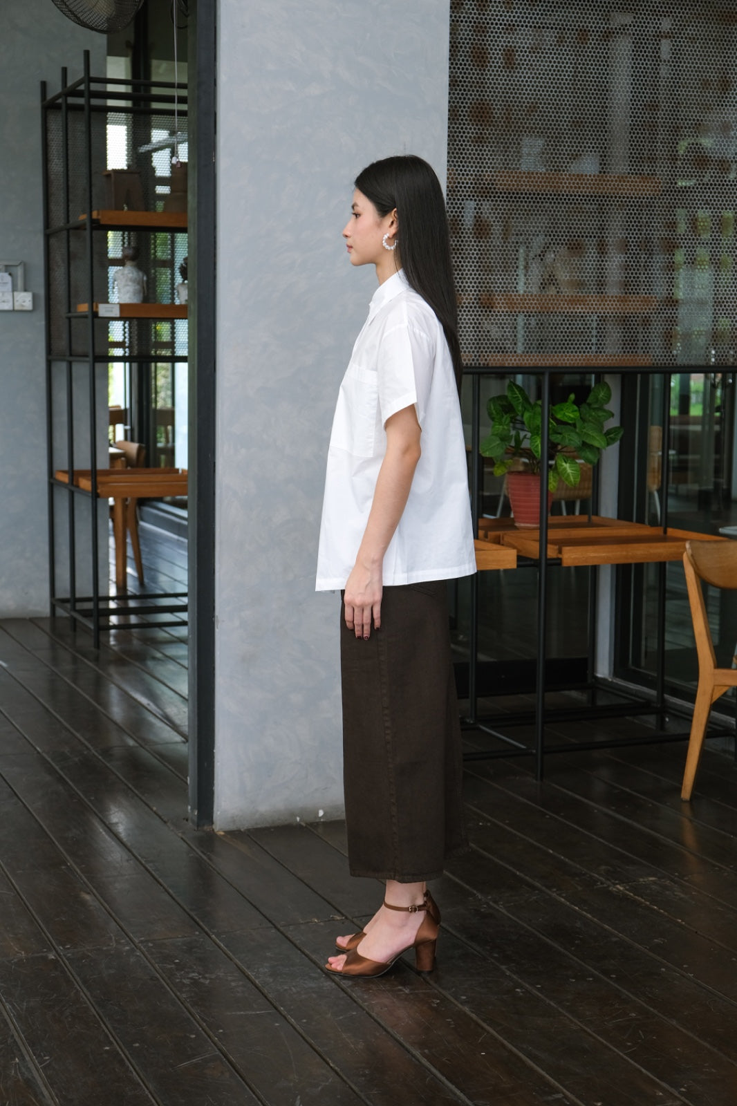 CARLA - BARBARA BROWN DENIM LONG SKIRT