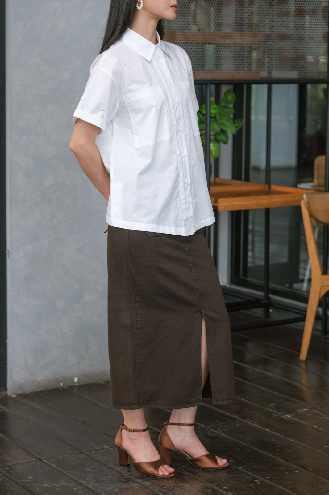 CARLA - BARBARA BROWN DENIM LONG SKIRT