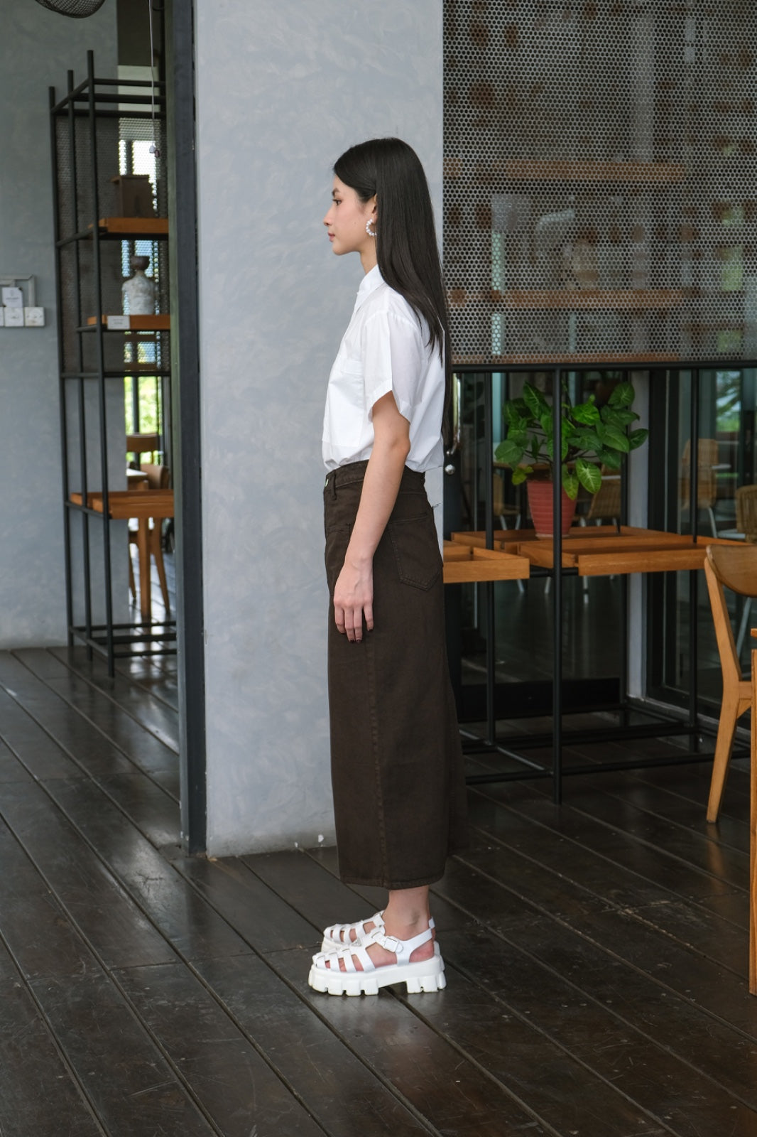CARLA - BARBARA BROWN DENIM LONG SKIRT