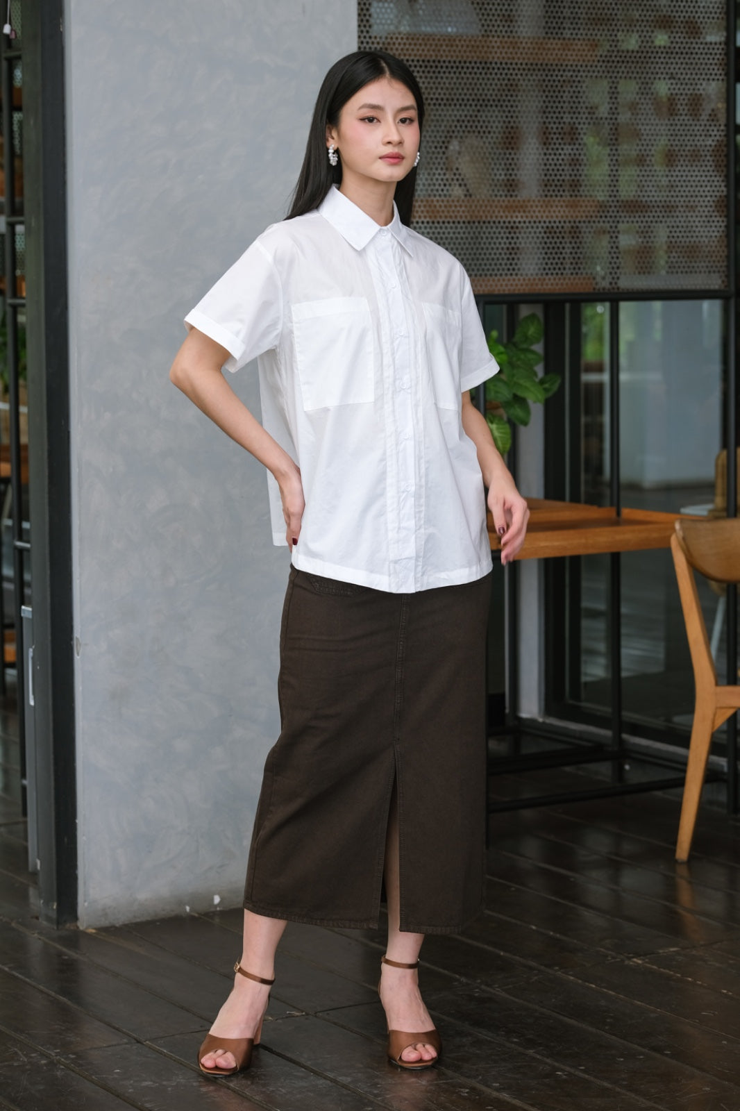 CARLA - BARBARA BROWN DENIM LONG SKIRT