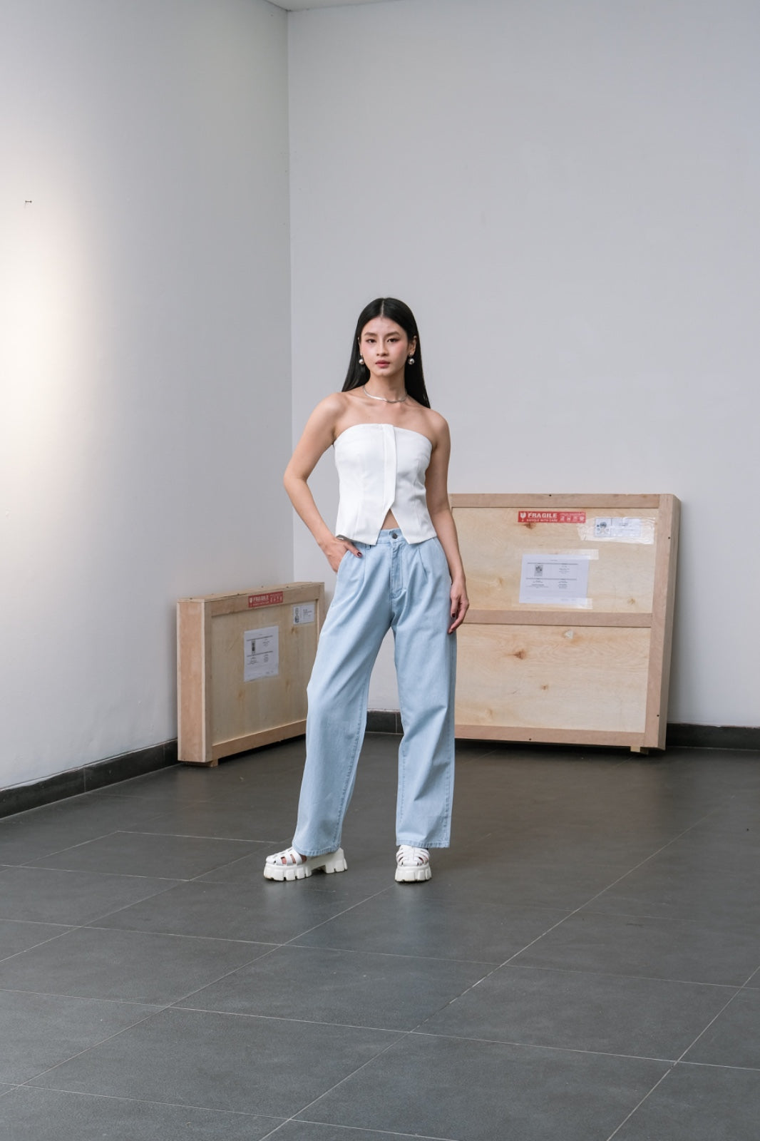 CARLA - BEVELIN DENIM FLARE PANT