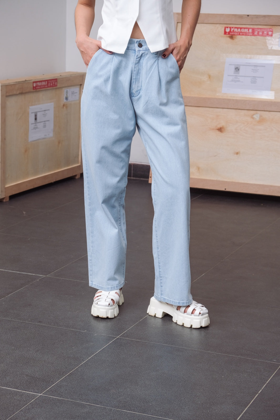CARLA - BEVELIN DENIM FLARE PANT