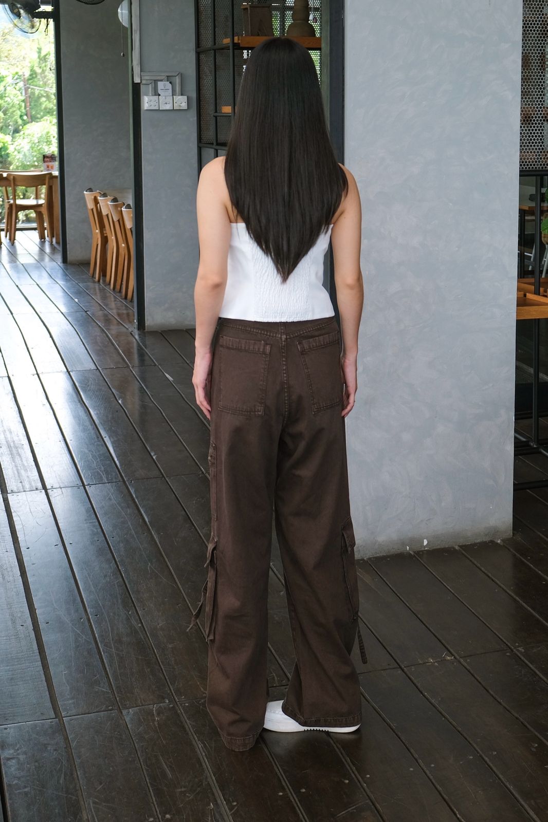 CARLA - BERTA BROWN DENIM CARGO PANTS