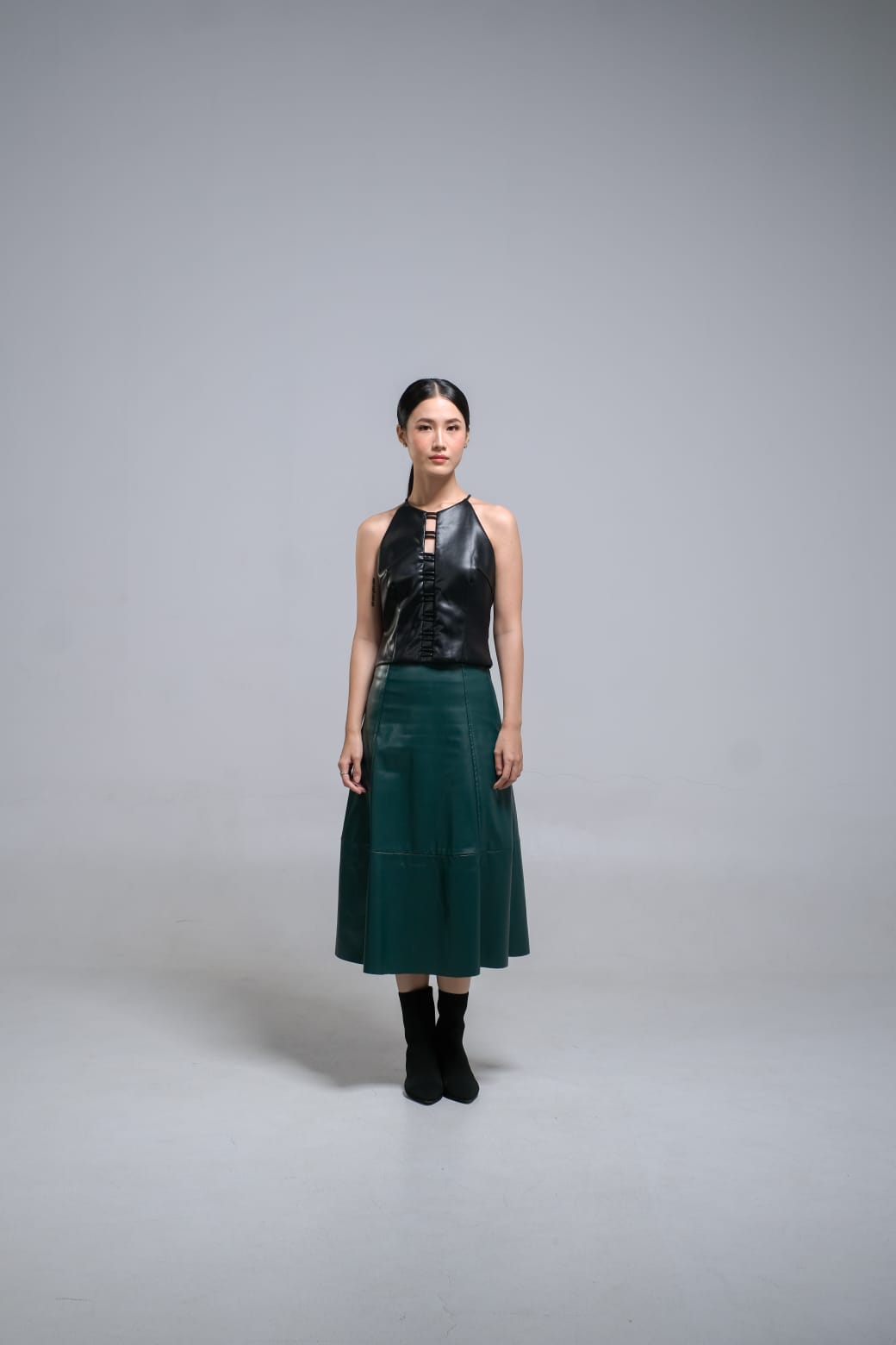 CARLA - 58059 KEIRA FAUX LEATHER SKIRT ROK A LINE KULIT
