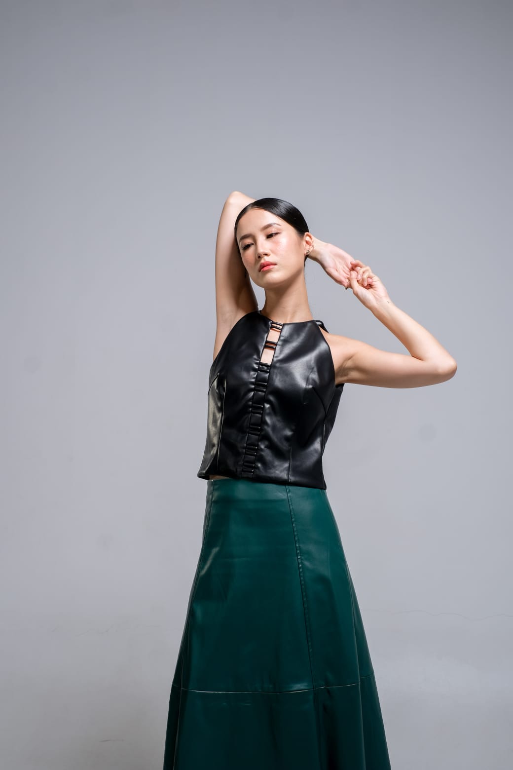 CARLA - 58059 KEIRA FAUX LEATHER SKIRT ROK A LINE KULIT