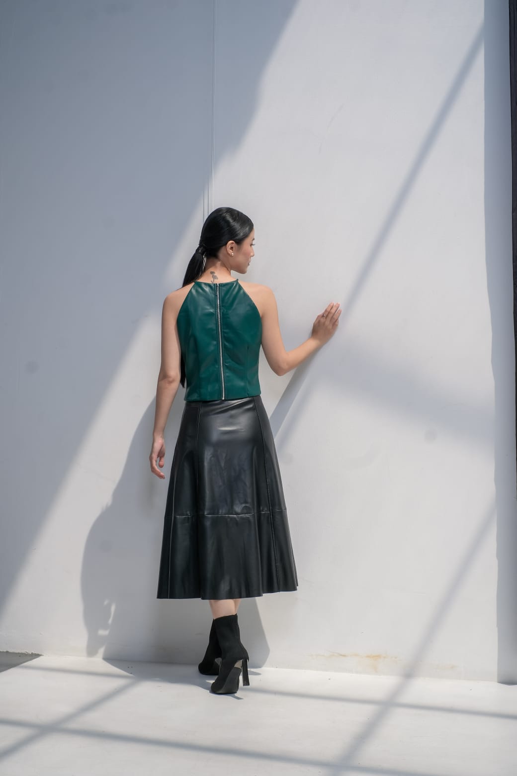 CARLA - 58059 KEIRA FAUX LEATHER SKIRT ROK A LINE KULIT