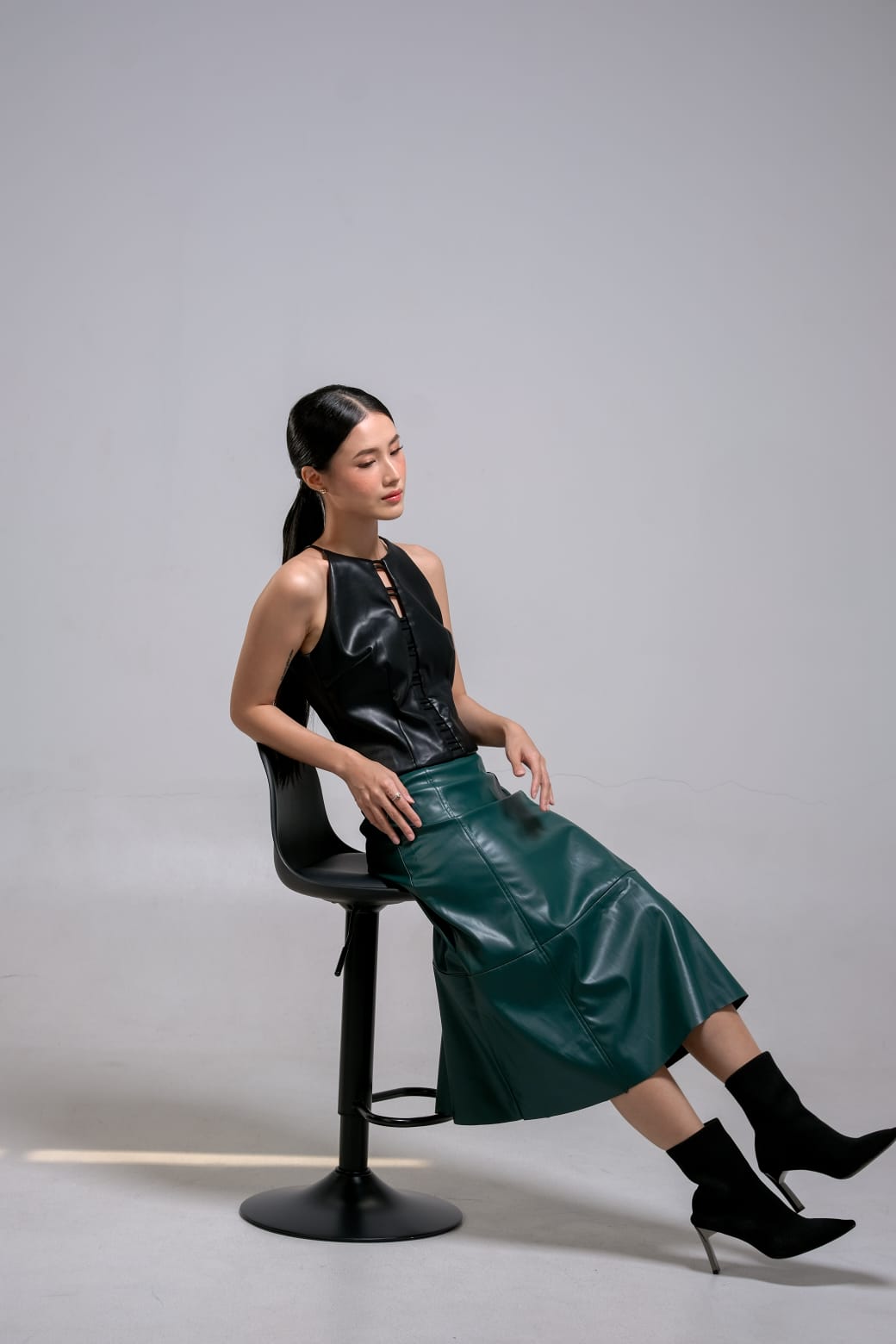 CARLA - 58059 KEIRA FAUX LEATHER SKIRT ROK A LINE KULIT