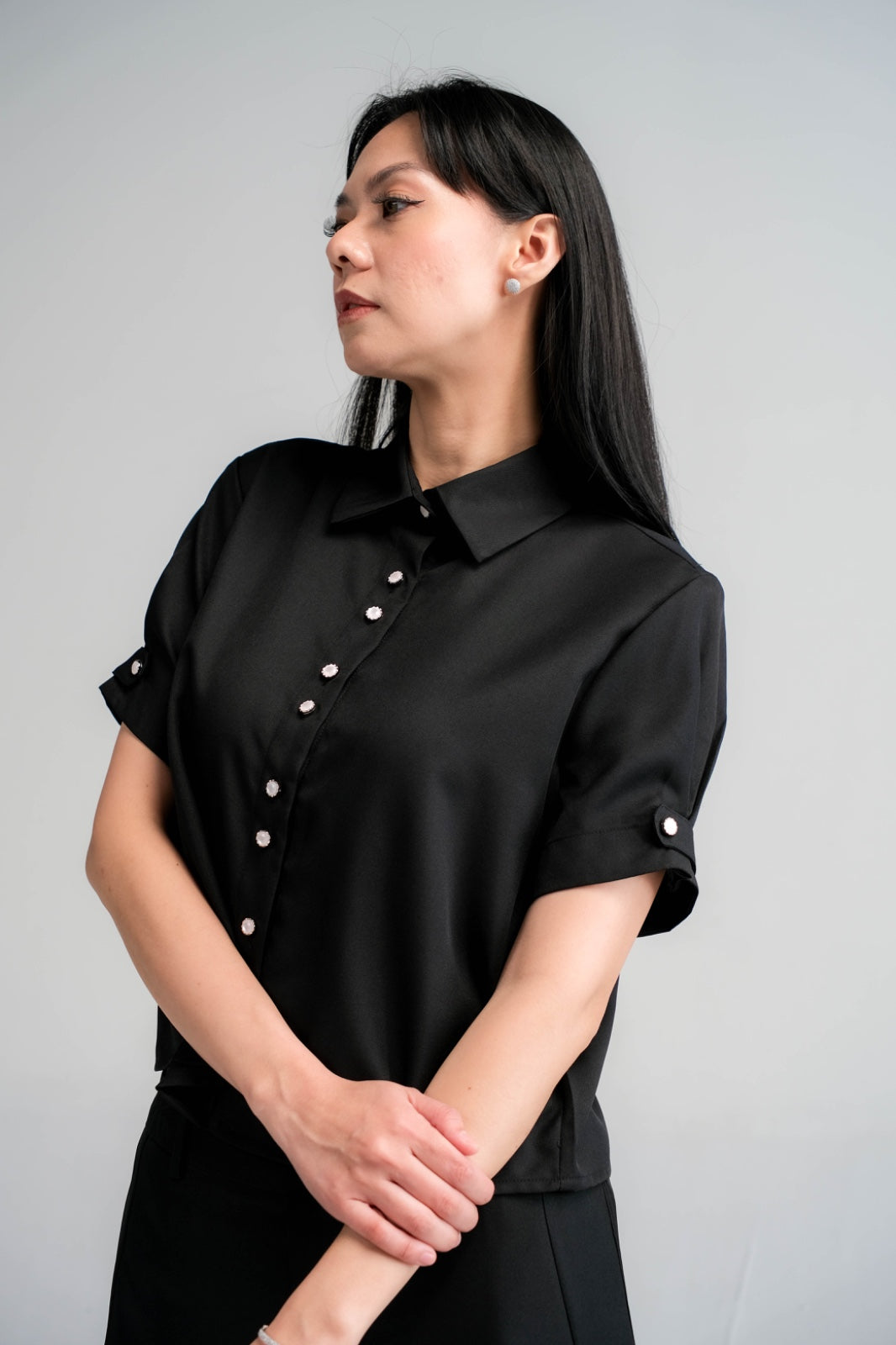 CARLA - 32513 KARLA SHORT SLEEVE TWILL BLOUSE