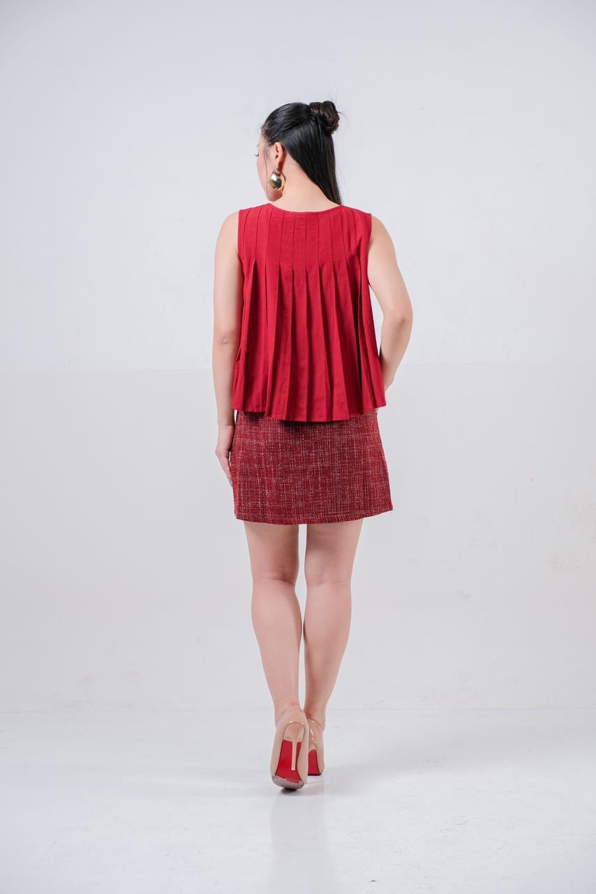 CARLA - 18076 AMAYA PLITTED BLOUSE WITH BELT