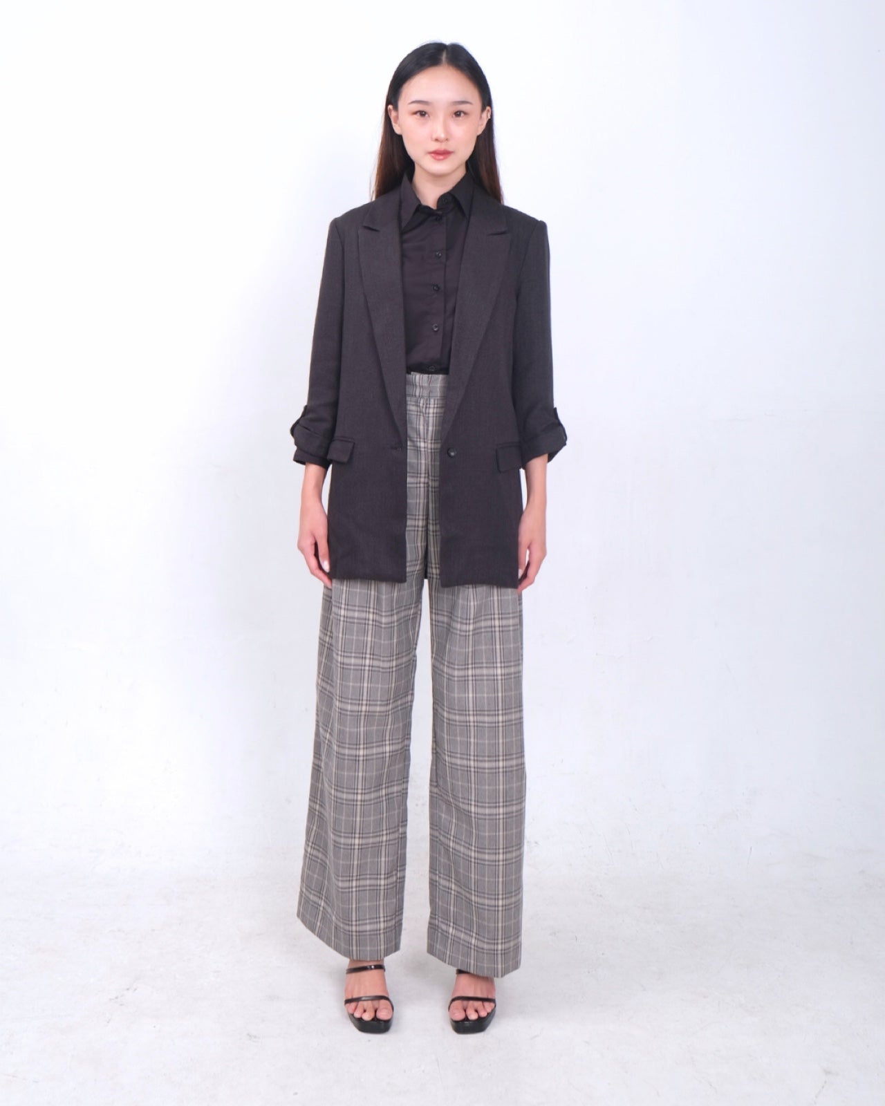 CARLA - HENNY FLARE PANT/ CELANA PANJANG FLARE MOTIF KOTAK KOTAK KATUN