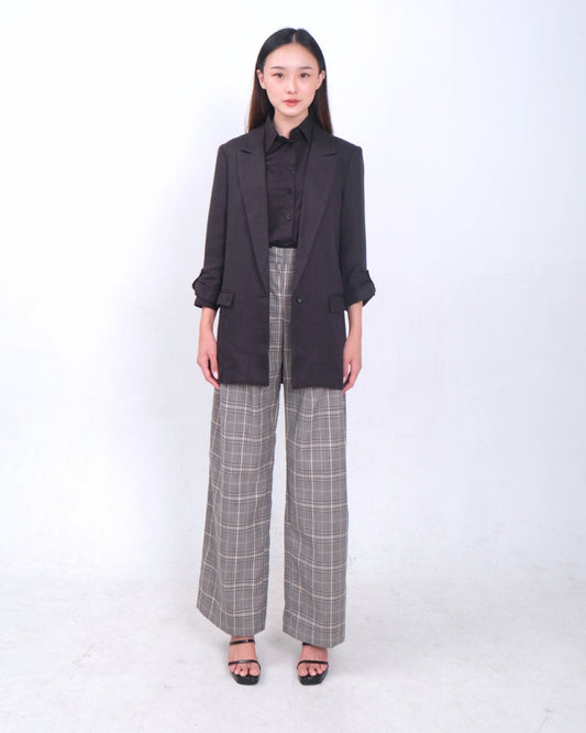 CARLA - HENNY FLARE PANT/ CELANA PANJANG FLARE MOTIF KOTAK KOTAK KATUN