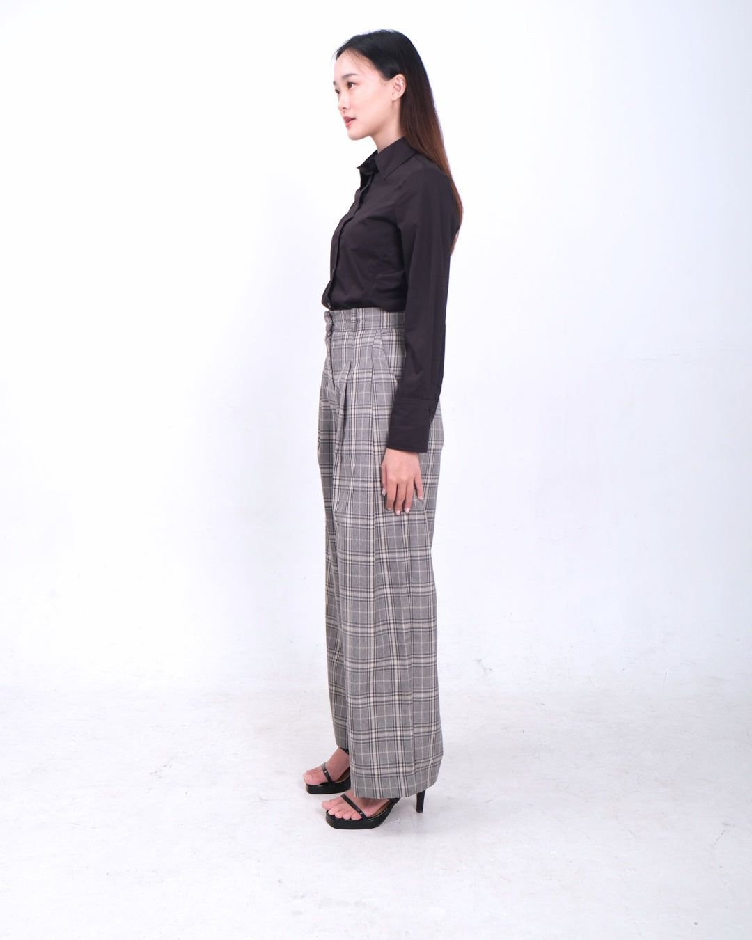 CARLA - HENNY FLARE PANT/ CELANA PANJANG FLARE MOTIF KOTAK KOTAK KATUN