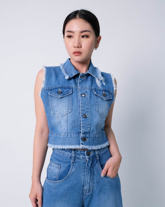 CARLA - DONA DENIM VEST / ATASAN ROMPI JEANS