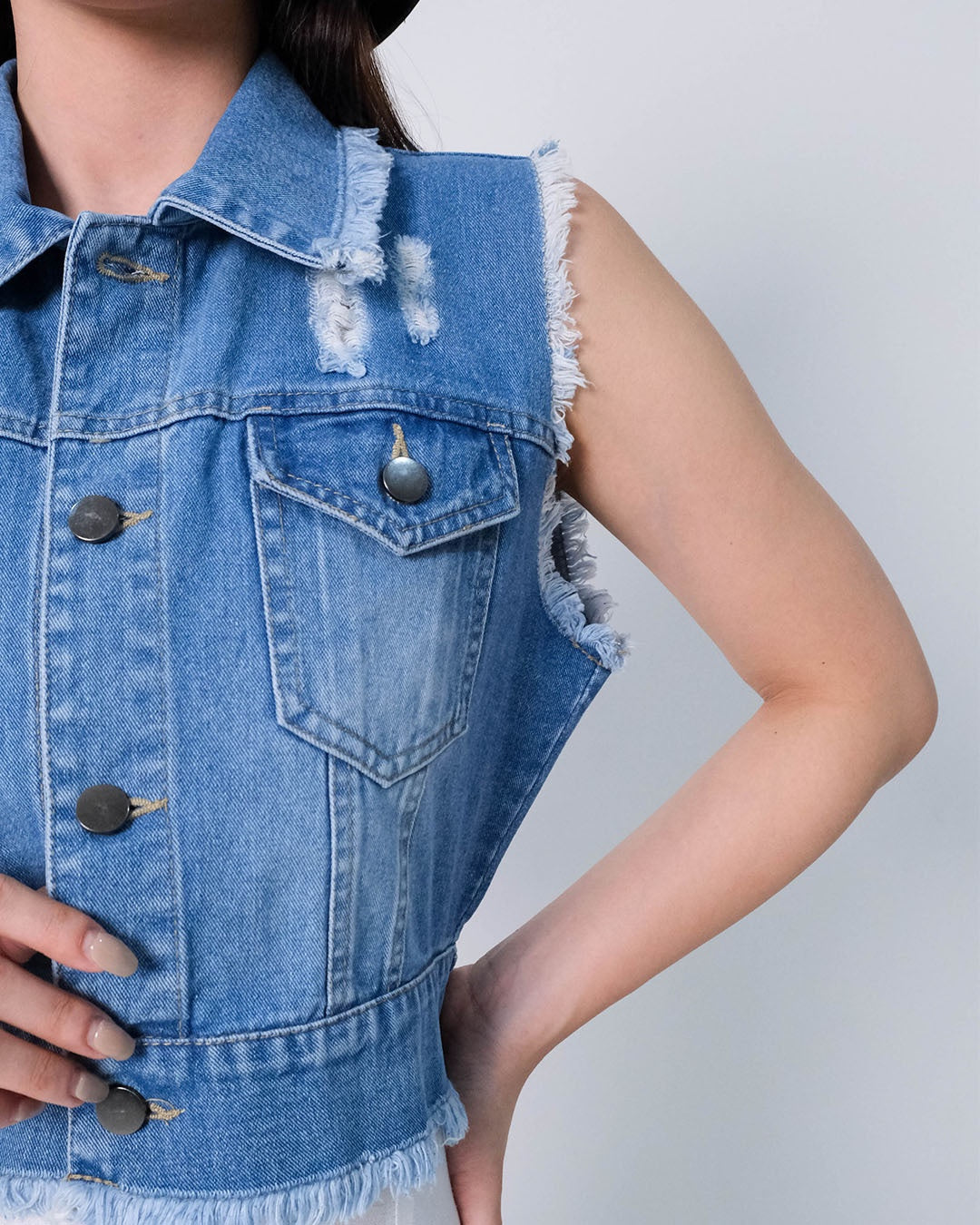 CARLA DONA DENIM VEST ATASAN ROMPI JEANS - Main Image