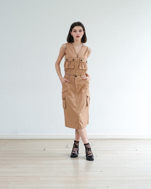 CARLA - JOSIE SLEEVELESS BLOUSE / ATASAN WITH POCKET RESLETING DEPAN KATUN SPANDEX