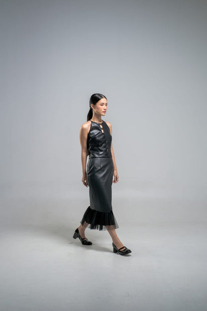 CARLA - 58075 KIARA FAUX LEATHER SKIRT ROK SPAN KULIT